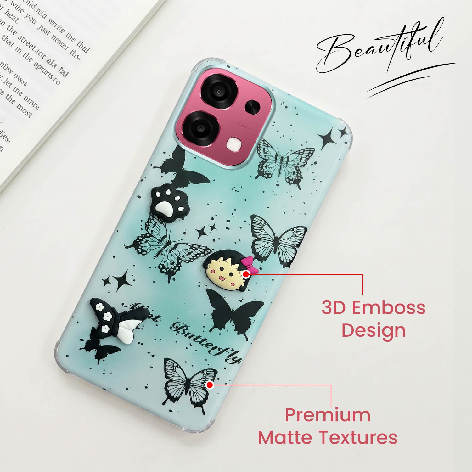 For Oppo F31 5G | Oppo F33 5G Back Cover Case (3D Cute Cartoons | Hard Back Side Soft | Matte Premium Finish | HD Printing)