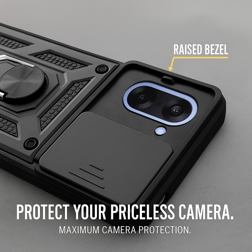 For Oneplus Nord CE 5 Back Cover Case (Sliding Shutter Camera Protection | Polycarbonate |Ring Holder Kickstand)