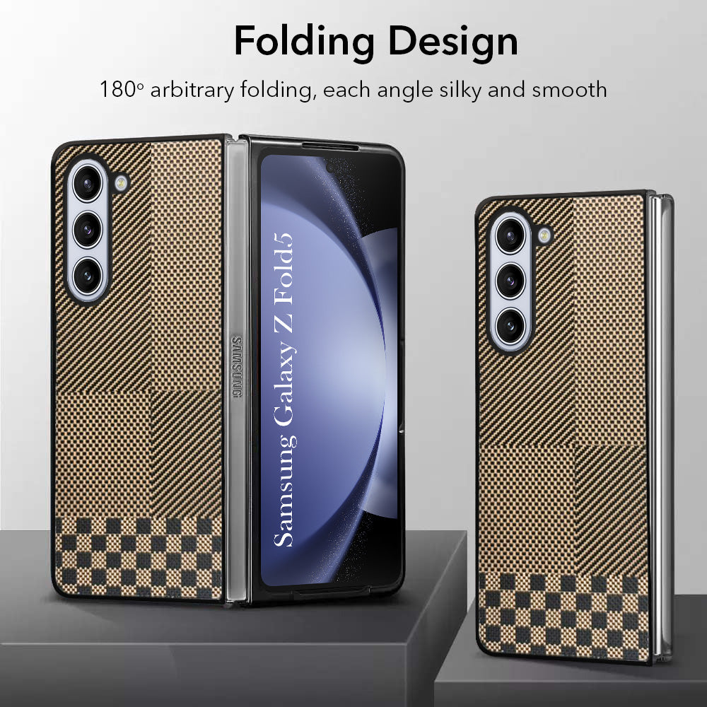 For Samsung Galaxy Z Fold 5 5G Back Flip Case Cover (Craft Printed Design | Hybrid Texture | Inside Microfiber Cloth)