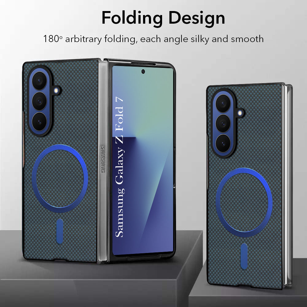 For Samsung Galaxy Z Fold 7 Back Cover Case (MagSafe Wireless Charging Compatible | Hexa Leather Finish | Inside Microfiber Cloth)