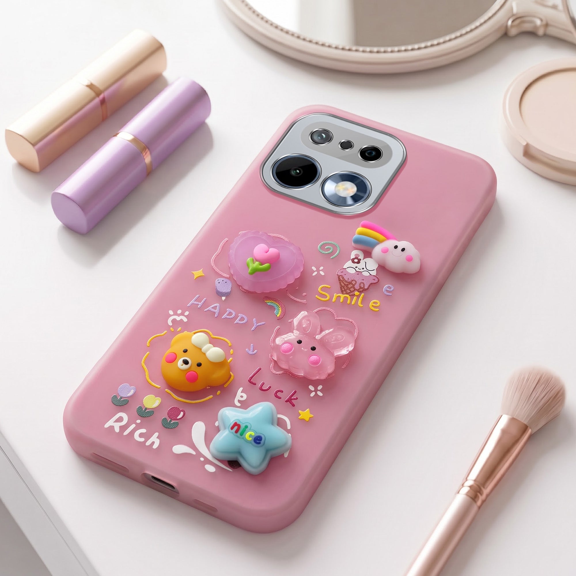For Realme 16 Pro Back Cover Case (3D Cute Cartoons | Hard Back Side Soft | Matte Premium Finish | HD Printing)