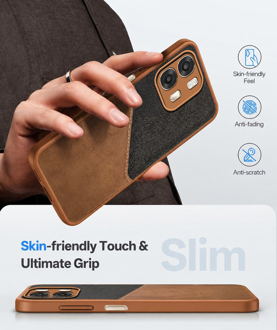 For Oppo A6 Pro Back Cover Case (Dual PU Leather Stitch | Professional Minimalist | Soft and Flexible)