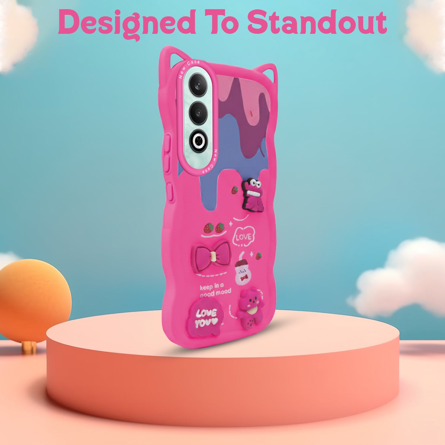 For Oneplus Nord CE 4 Back Case Cover Strap (3D embossed Figures | Strap Holder | 360* Soft Cushion with Camera Bump)