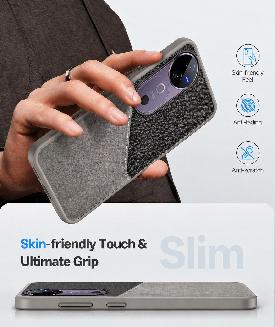 For Vivo V40 | Vivo V40 Pro Back Cover Case (Dual PU Leather Stitch | Professional Minimalist | Soft and Flexible)
