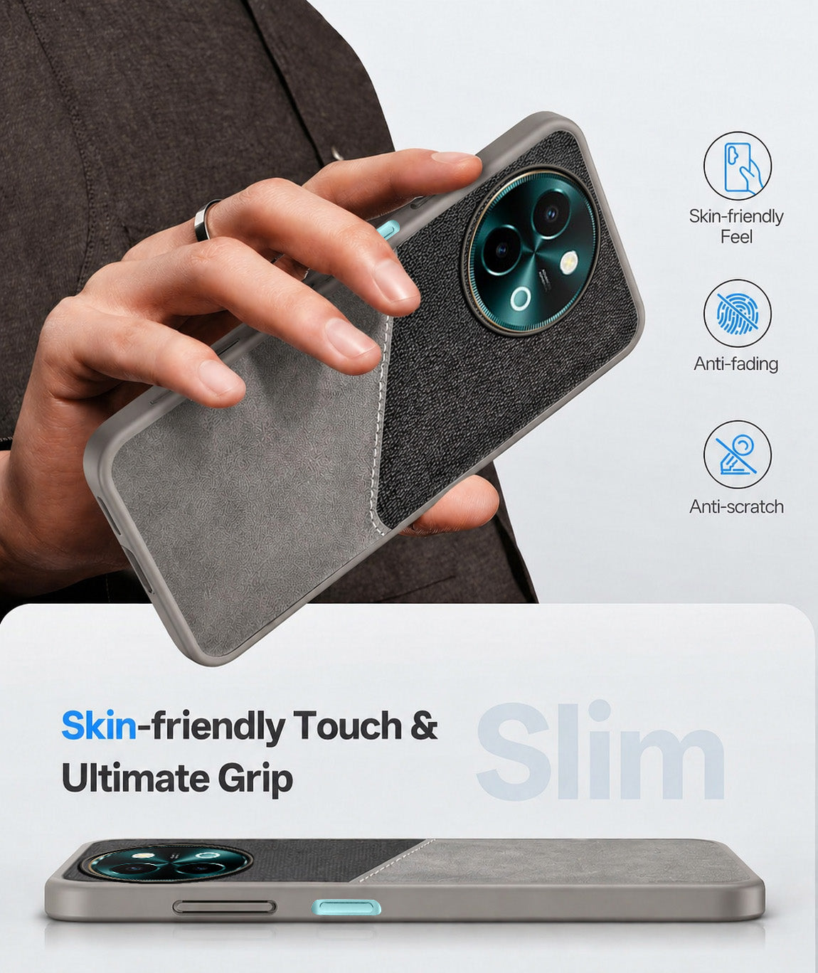 For Vivo Y58 5G Back Cover Case (Dual PU Leather Stitch | Professional Minimalist | Soft and Flexible)