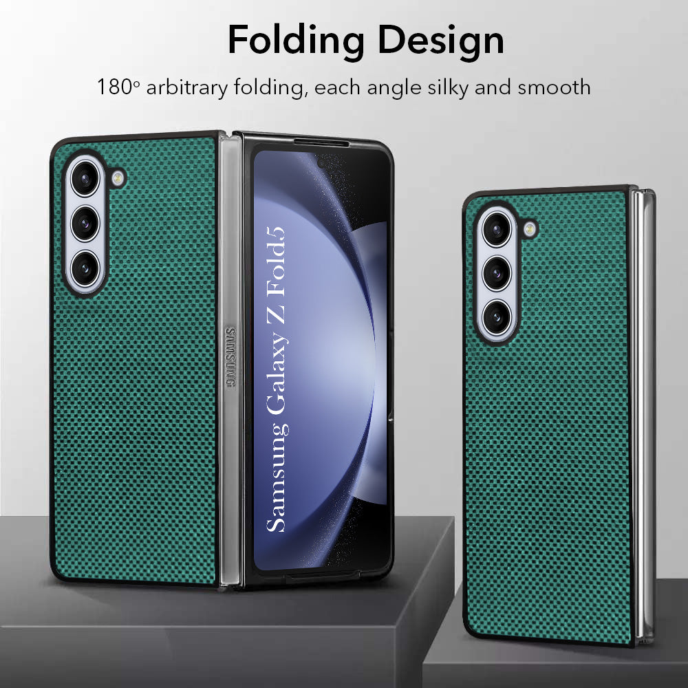 For Samsung Galaxy Z Fold 5 5G Back Flip Case Cover (Craft Printed Design | Hybrid Texture | Inside Microfiber Cloth)