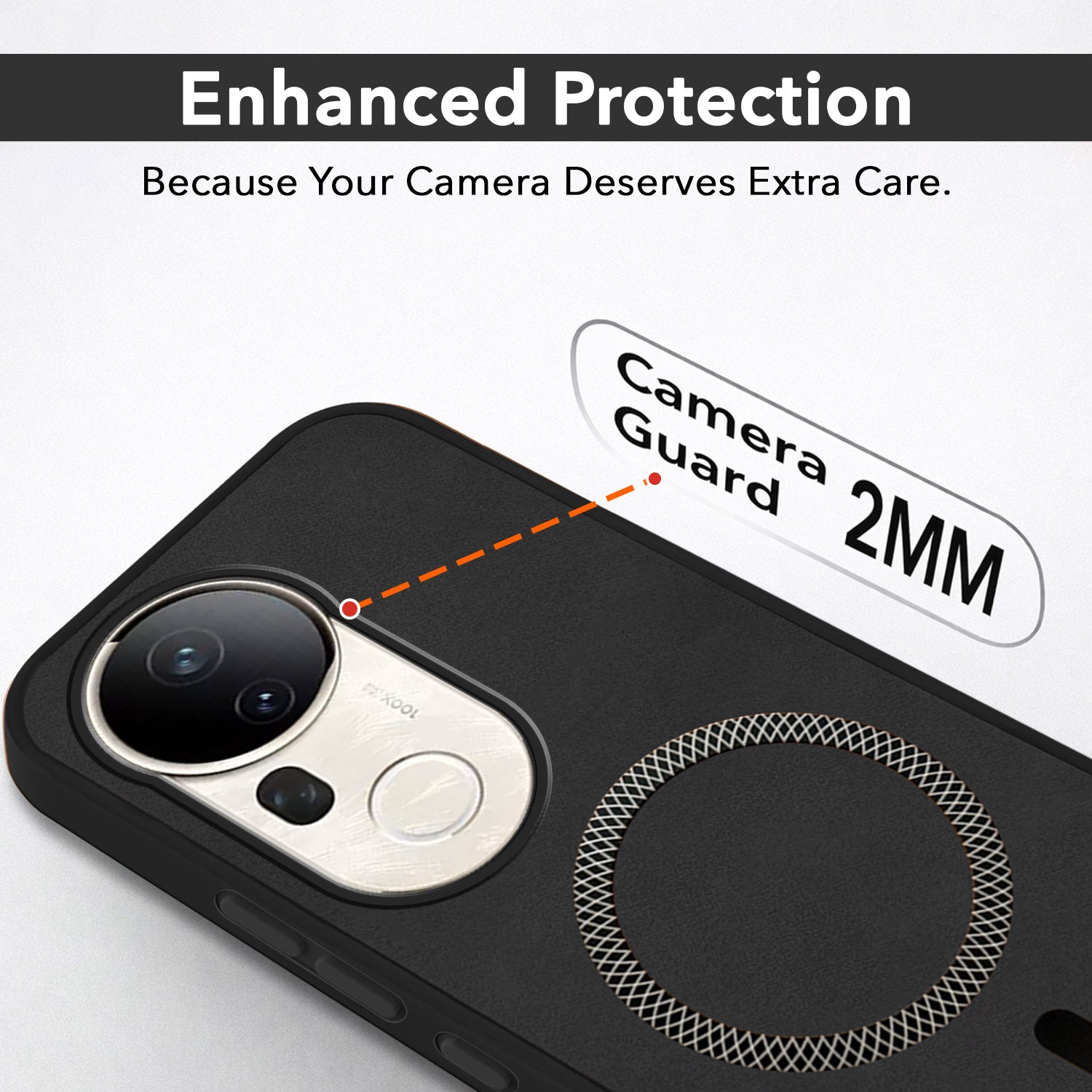 For Vivo T4 Ultra Back Cover Case Leather Finish (MagSafe Compatible Wireless Charging | Soft Touch | Camera Bump Protection)
