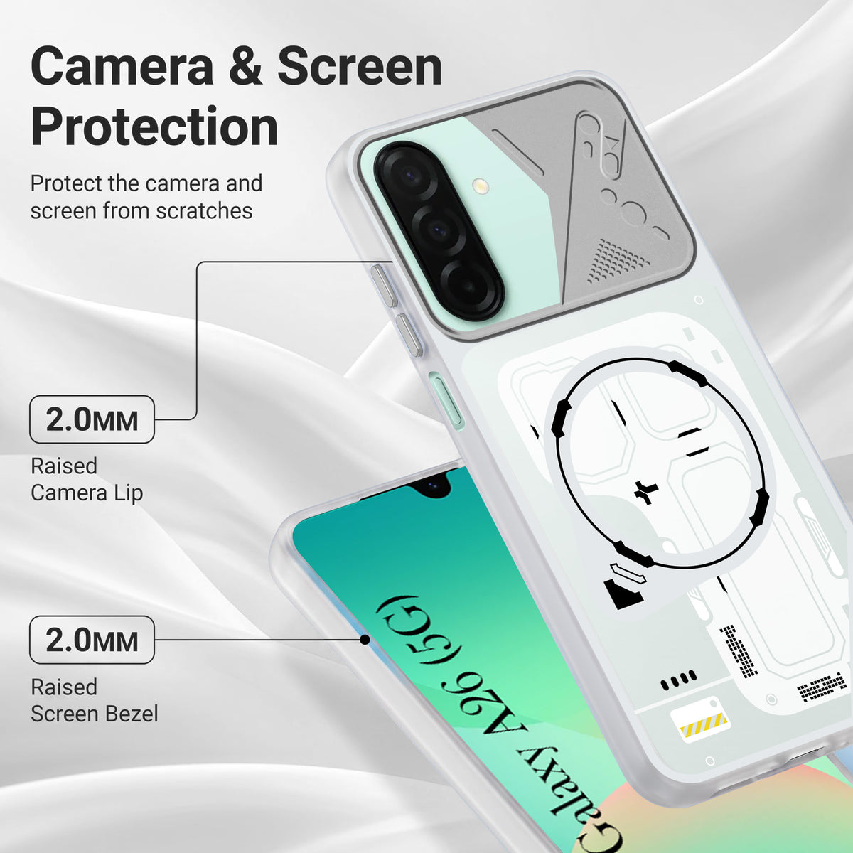 For Samsung Galaxy A26 5G Metallic Back Cover Case (Metallic Camera Protection & Buttons | Translucent Milky Shade | Hard Polycarbonate)