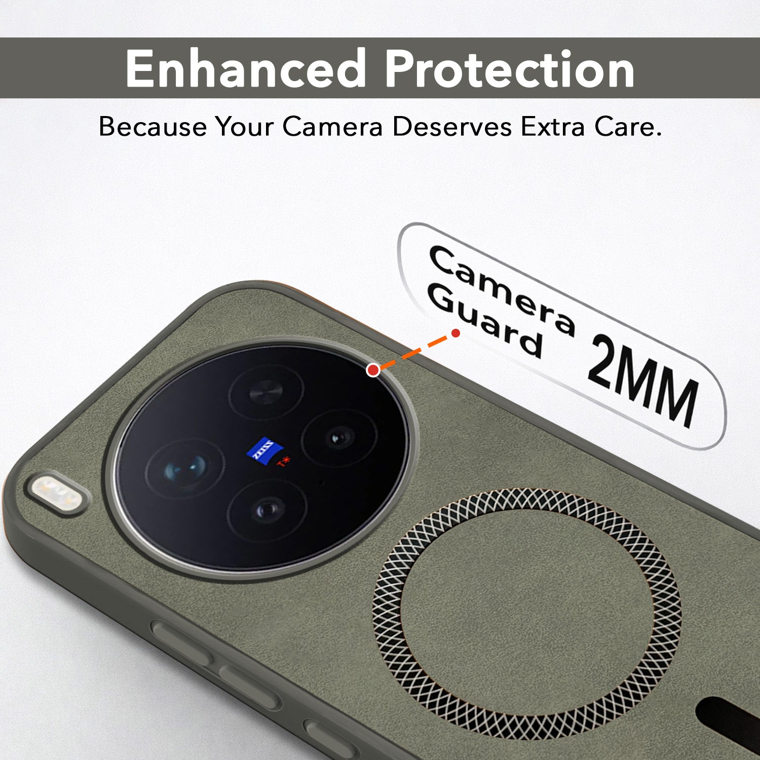 For Vivo X300 Pro Back Cover Case Leather Finish (MagSafe Compatible Wireless Charging | Soft Touch | Camera Bump Protection)
