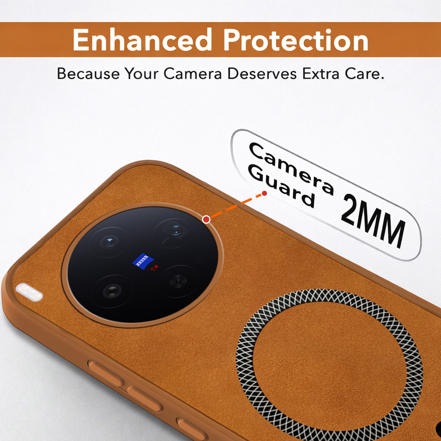 For Vivo X300 5G Back Cover Case Leather Finish (MagSafe Compatible Wireless Charging | Soft Touch | Camera Bump Protection)