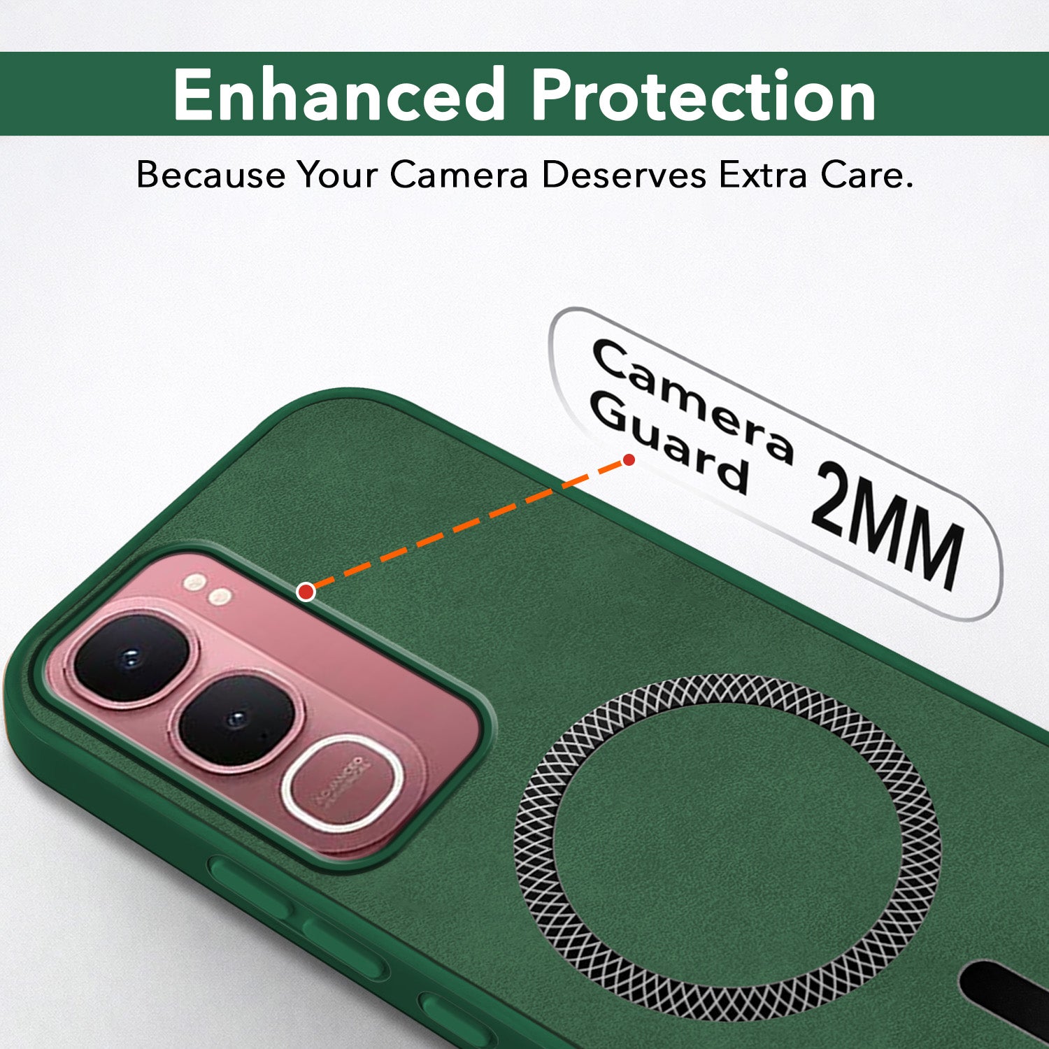 For Vivo Y31 5G Back Cover Case Leather Finish (MagSafe Compatible Wireless Charging | Soft Touch | Camera Bump Protection)