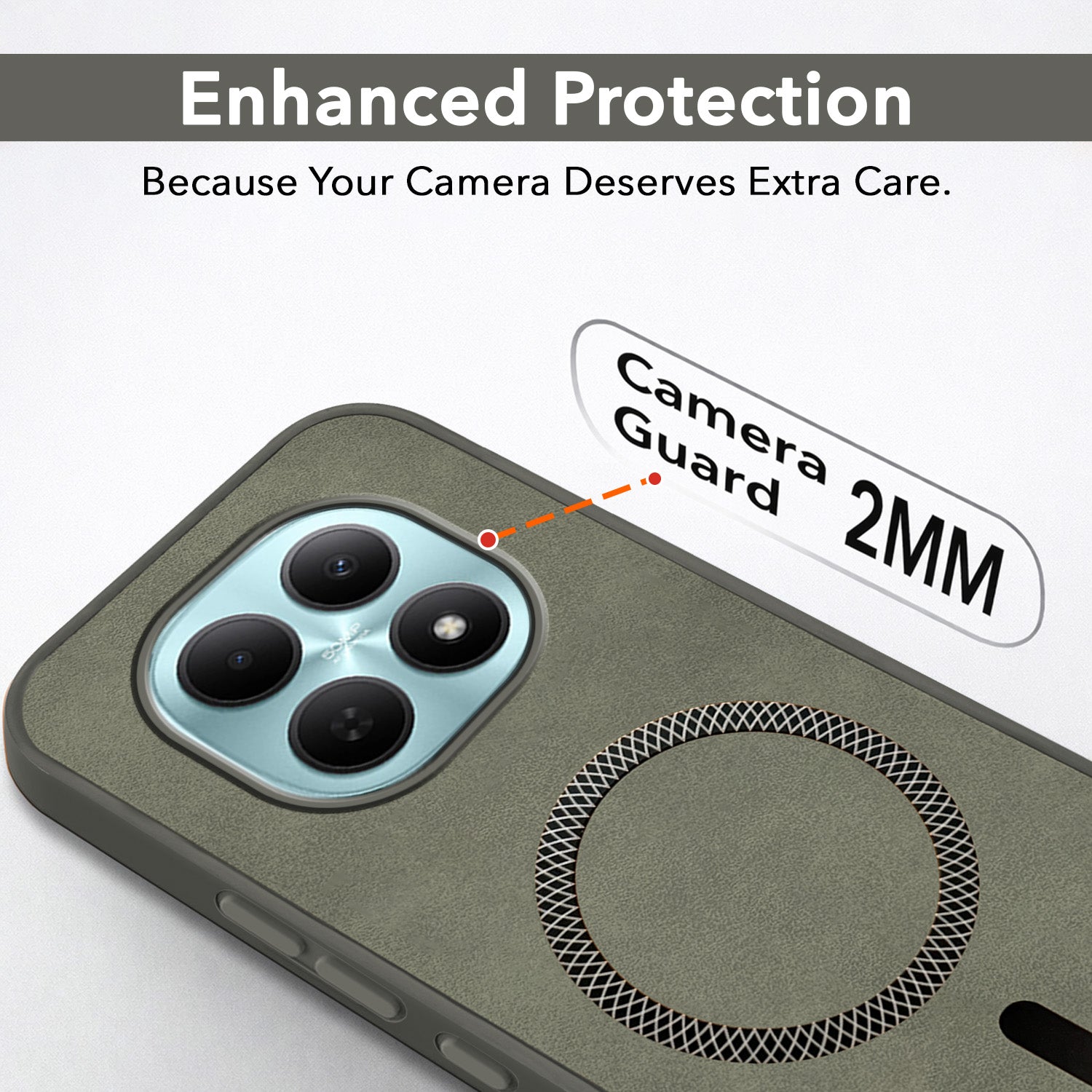 For Poco M8 5G Back Cover Case Leather Finish (MagSafe Compatible Wireless Charging | Soft Touch | Camera Bump Protection)