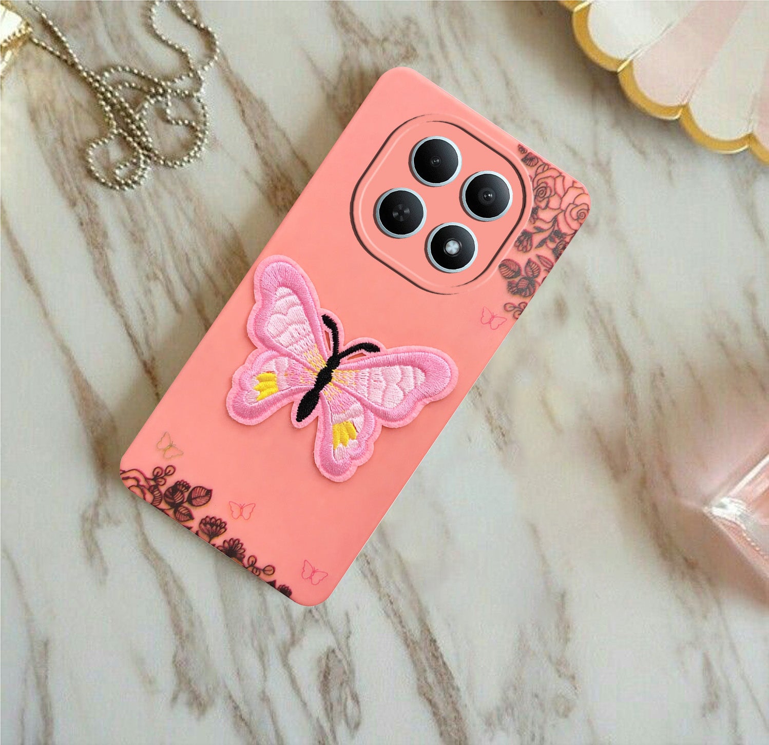 For Redmi note 15 | Redmi note 15 SE (5G) Back Cover Case (Soft Butterfly Embroidery | Women Teen Girls | Camera Protection| Matte Silicone)