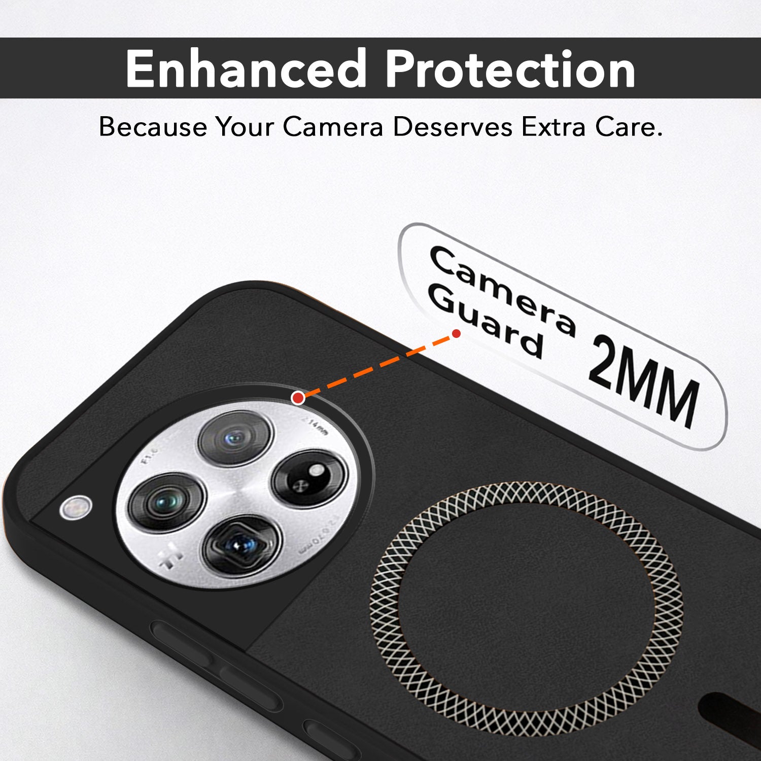 For OnePlus 12 5G Back Cover Case Leather Finish (MagSafe Compatible Wireless Charging | Soft Touch | Camera Bump Protection)