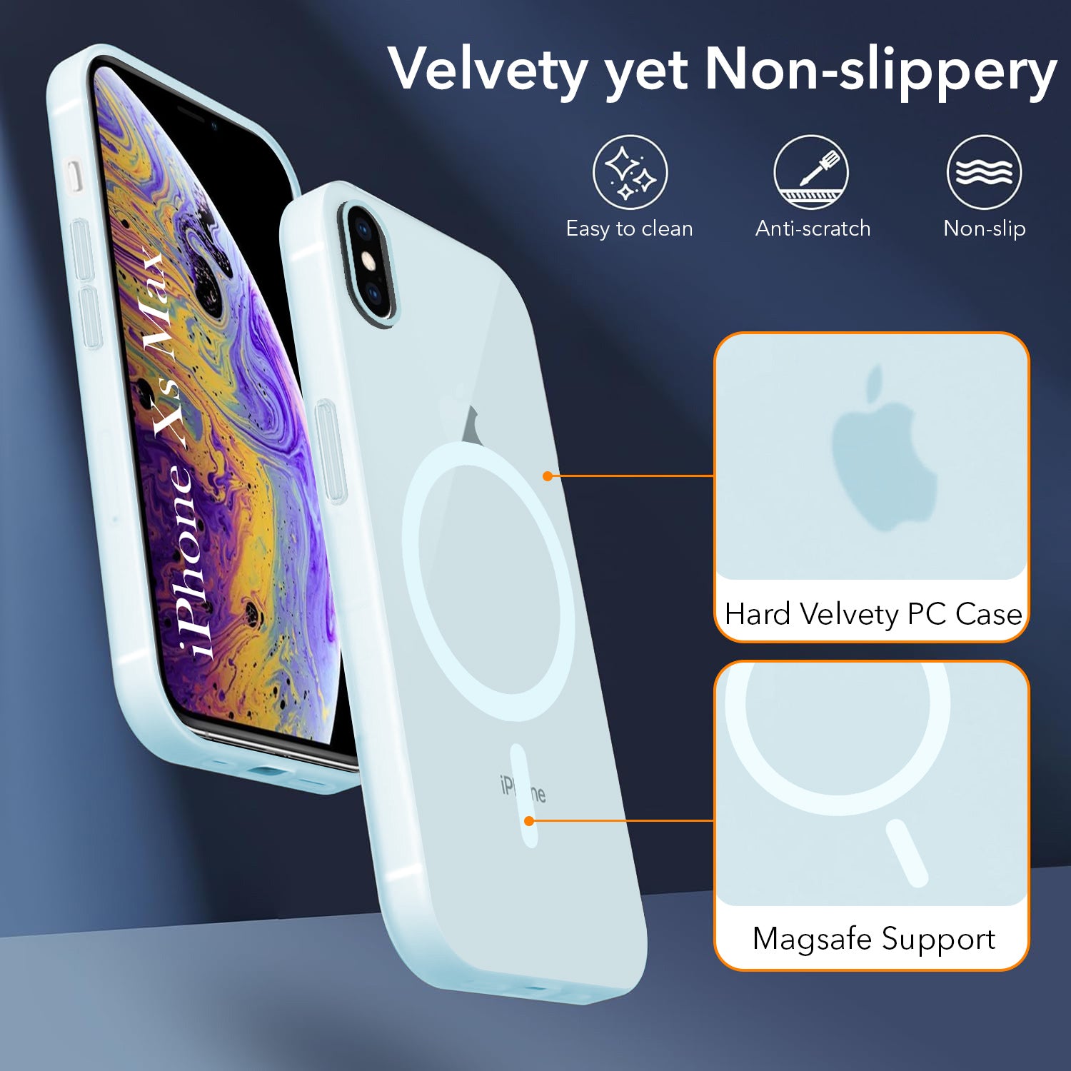 For Apple iPhone Xs Max Back Cover Case (Frosted Matte Feel | MagSafe Compatible Wireless Charging | Polycarbonate Material)