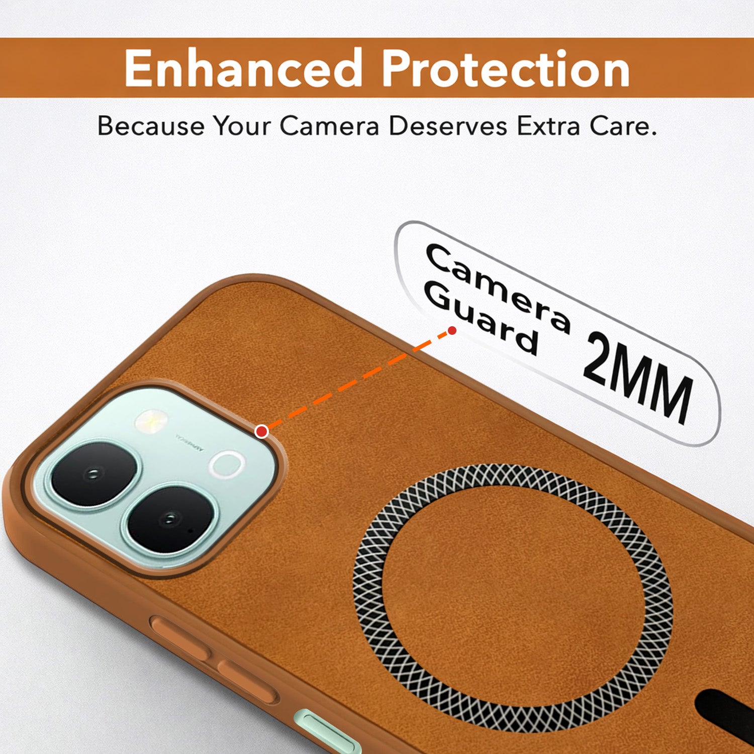 For Vivo iQOO Z11x 5G Back Cover Case Leather Finish (MagSafe Compatible Wireless Charging | Soft Touch | Camera Bump Protection)