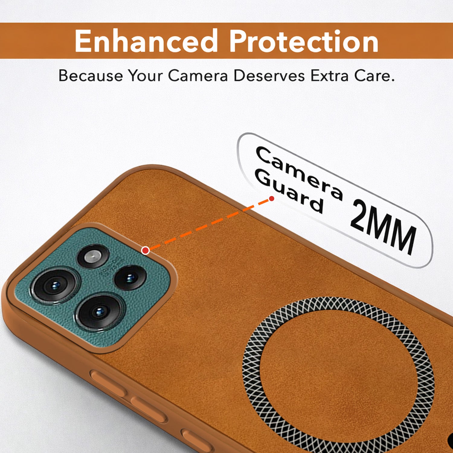 For Motorola Moto Edge 50 5G Back Cover Case Leather Finish (MagSafe Compatible Wireless Charging | Soft Touch | Camera Bump Protection)