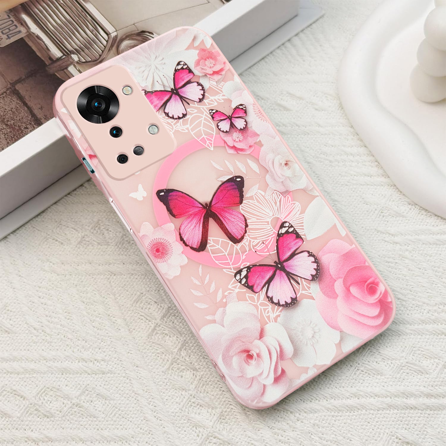For OnePlus Nord 2T Back Cover Case (Cute Floral Design | Flower Print for Girls | MagSafe Compatible Wireless Charging)