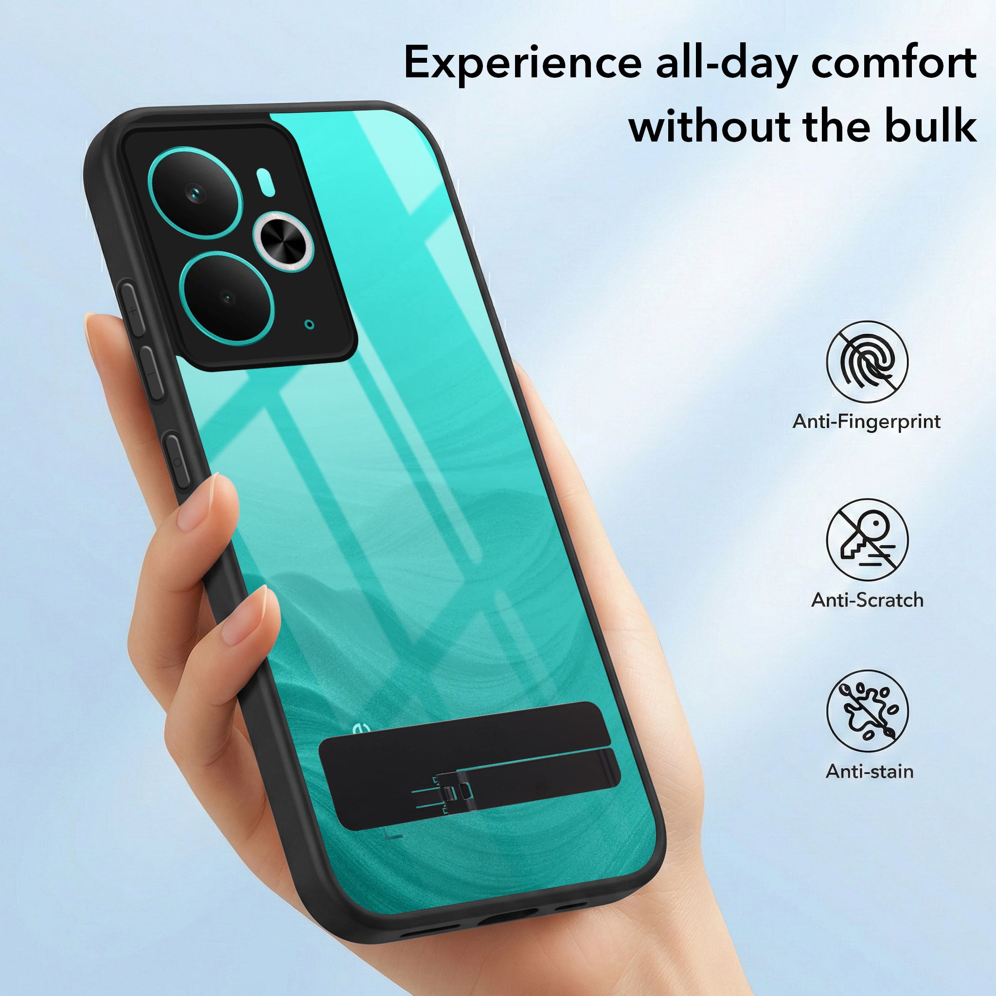 For Realme 14T Back Cover Case (Built-in Stand | Lifetime Anti Yellow | Kickstand Shockproof | Camera Protection | MagSafe Compatible)