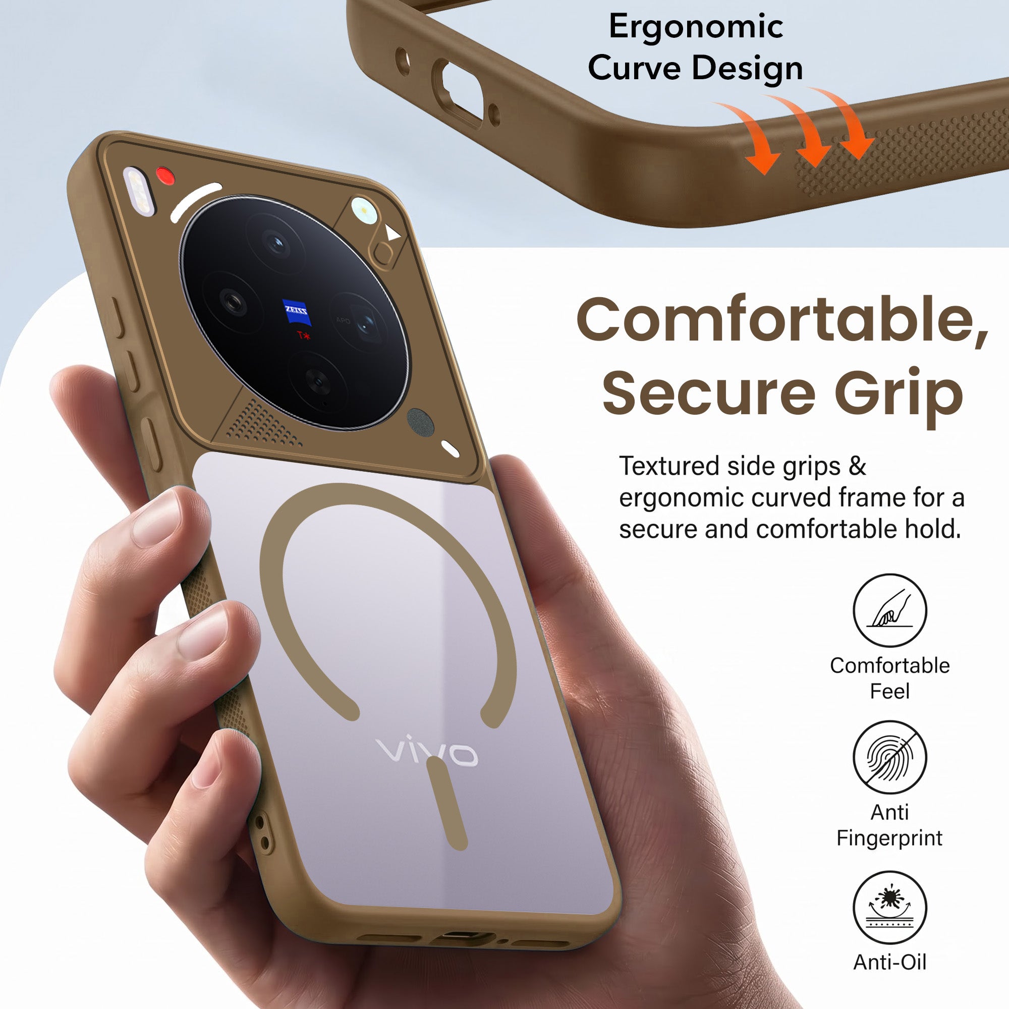 For Vivo X300 5G Back Cover Case Lifetime Anti-Yellow Clear (Camera Protection | Side Grip | Wireless MagSafe Compatible)