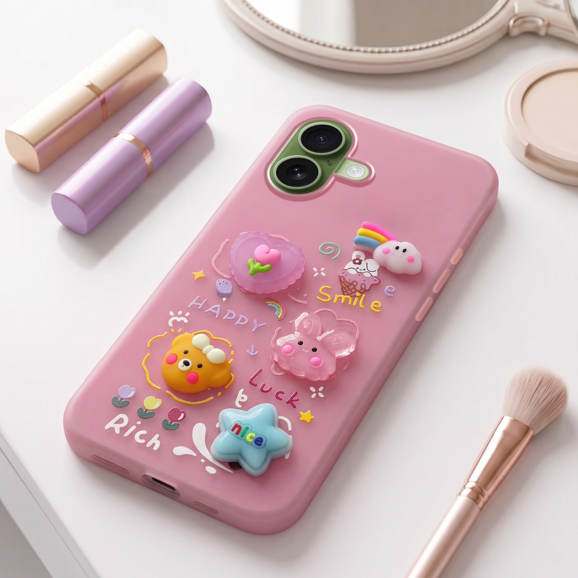 For Apple iPhone 17 Back Cover Case (3D Cute Cartoons | Hard Back Side Soft | Matte Premium Finish | HD Printing)
