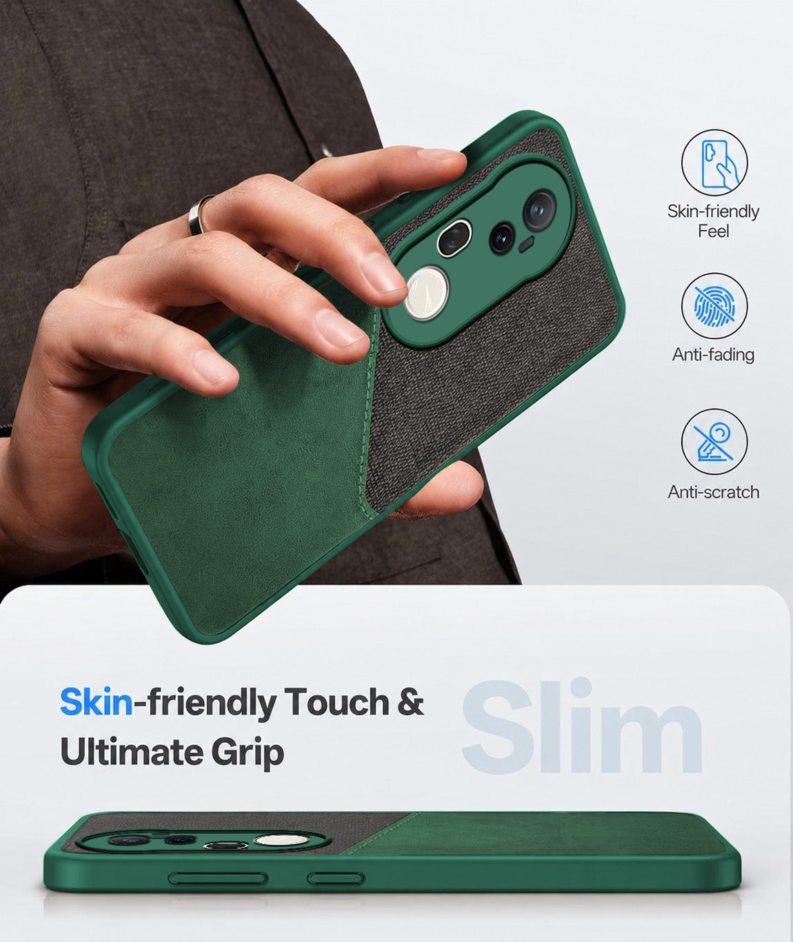 For Vivo T4 Ultra Back Cover Case (Dual PU Leather Stitch | Professional Minimalist | Soft and Flexible)