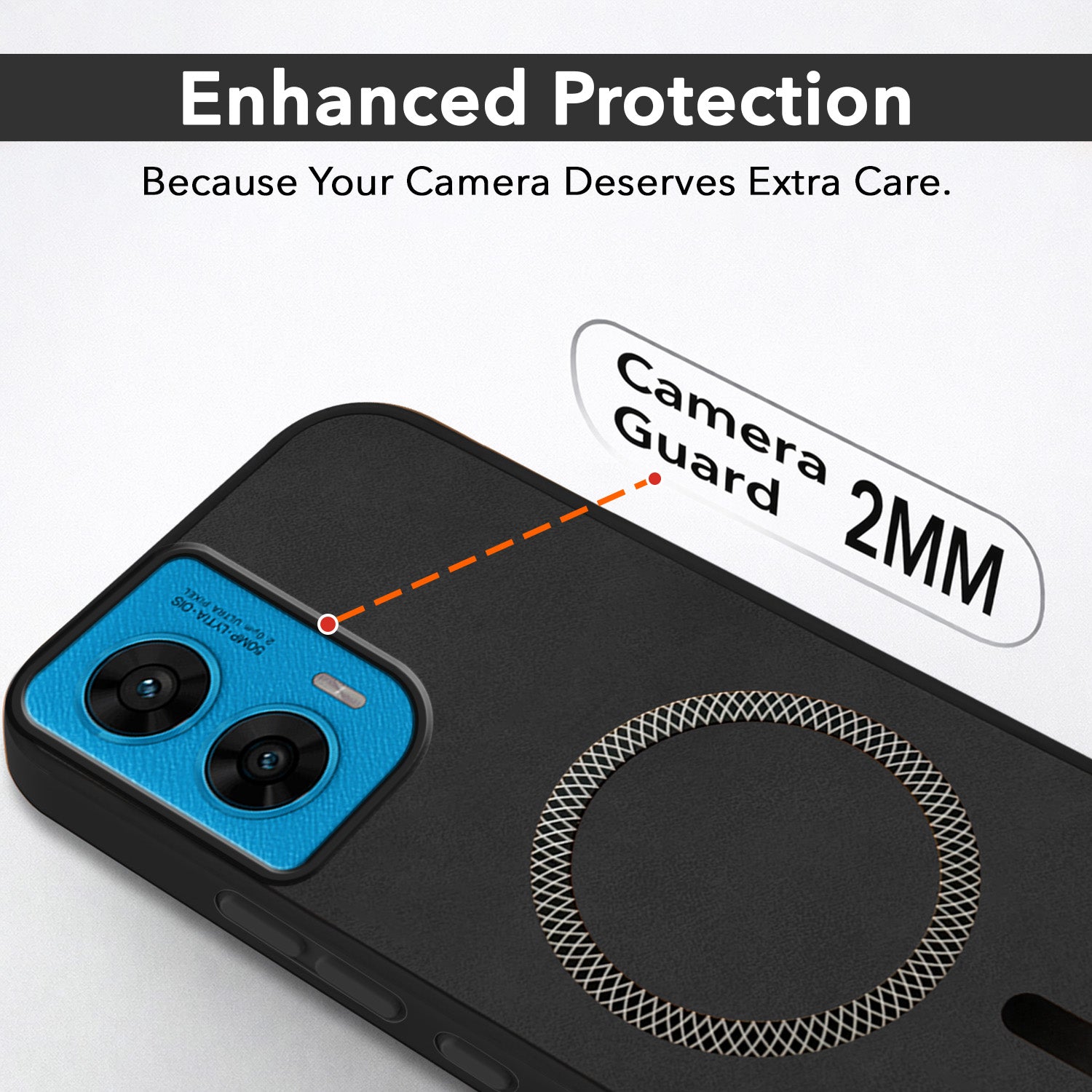 For Motorola Moto G96 Back Cover Case Leather Finish (MagSafe Compatible Wireless Charging | Soft Touch | Camera Bump Protection)
