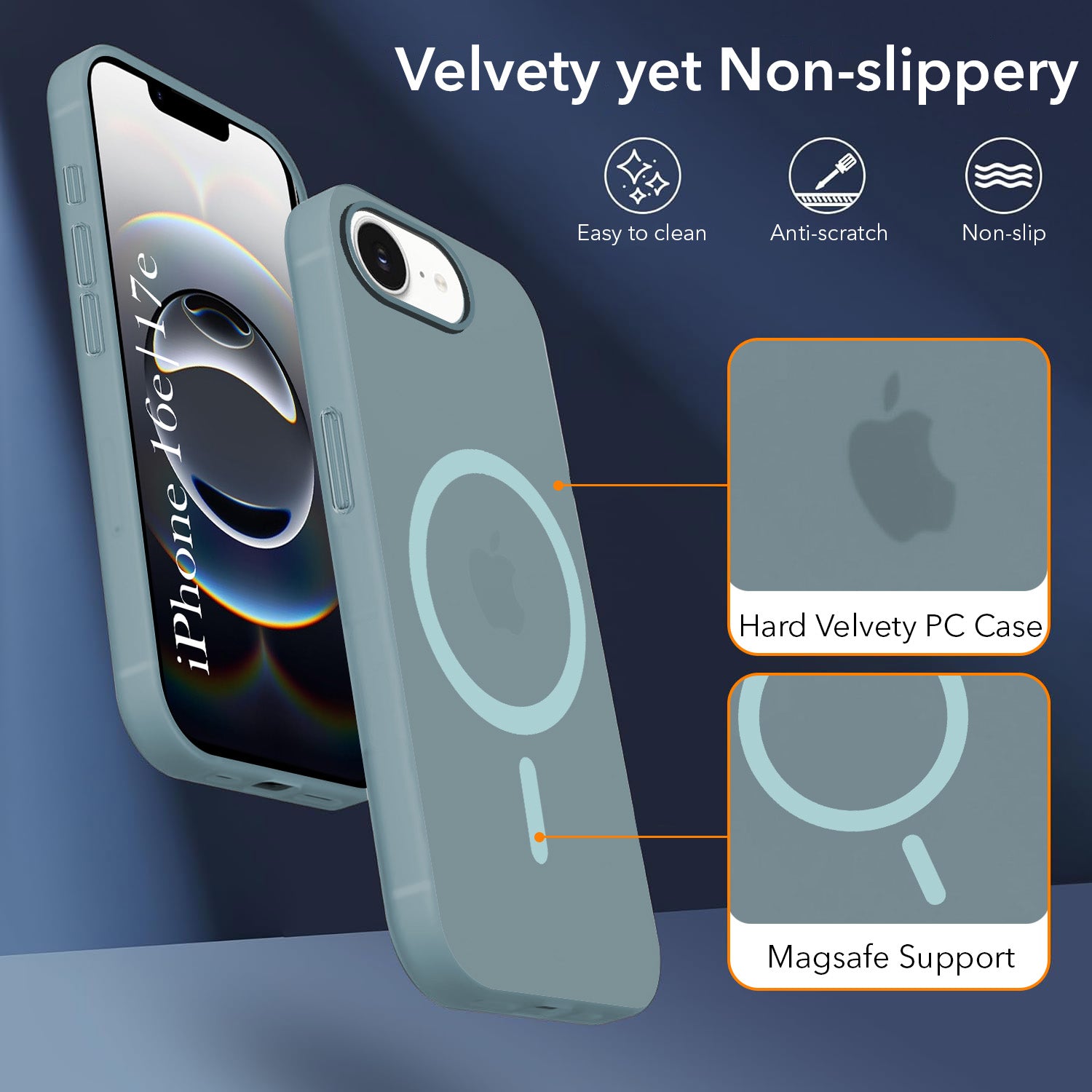 For iPhone 16e | iPhone 17e Back Cover Case (Frosted Matte Feel | MagSafe Compatible Wireless Charging | Polycarbonate Material)