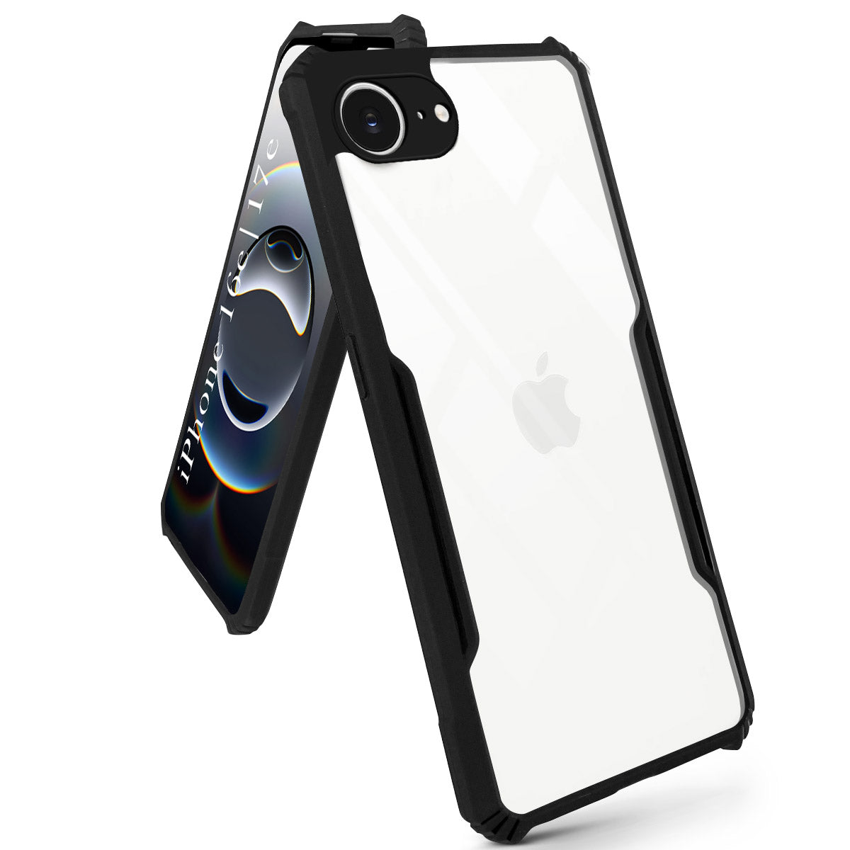 For iPhone 16e | iPhone 17e Back Cover Case (Shockproof with Polycarbonate Clear Panel | Professional Black)