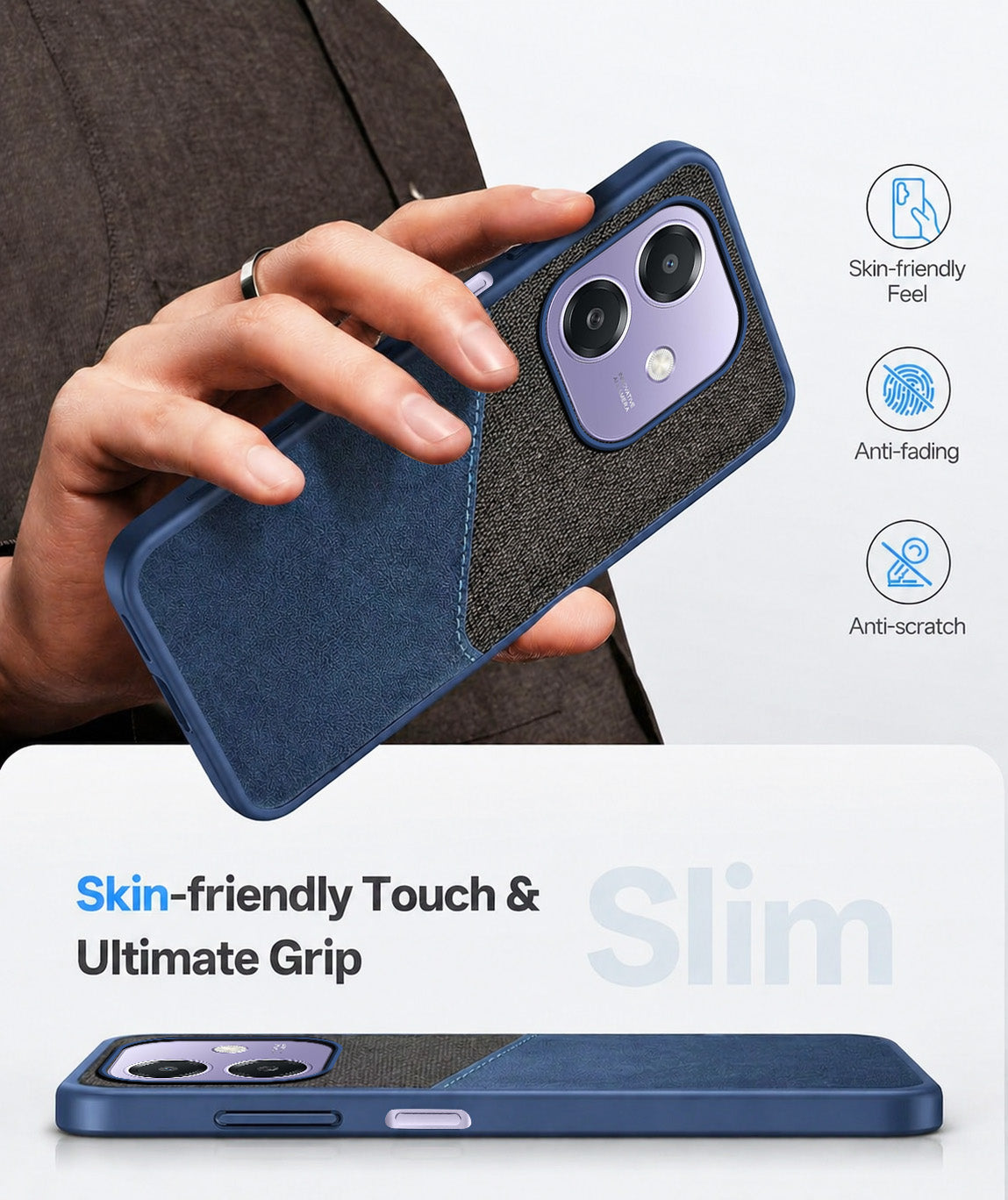 For Oppo A3X (4G/5G) | Oppo A3 5G Back Cover Case (Dual PU Leather Stitch | Professional Minimalist | Soft and Flexible)