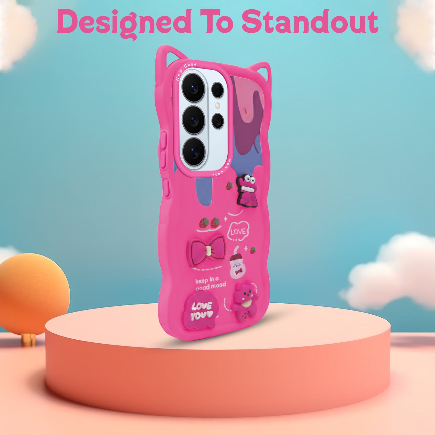 For Samsung Galaxy S26 Ultra Back Case Cover Strap (3D embossed Figures | Strap Holder | 360* Soft Cushion with Camera Bump)