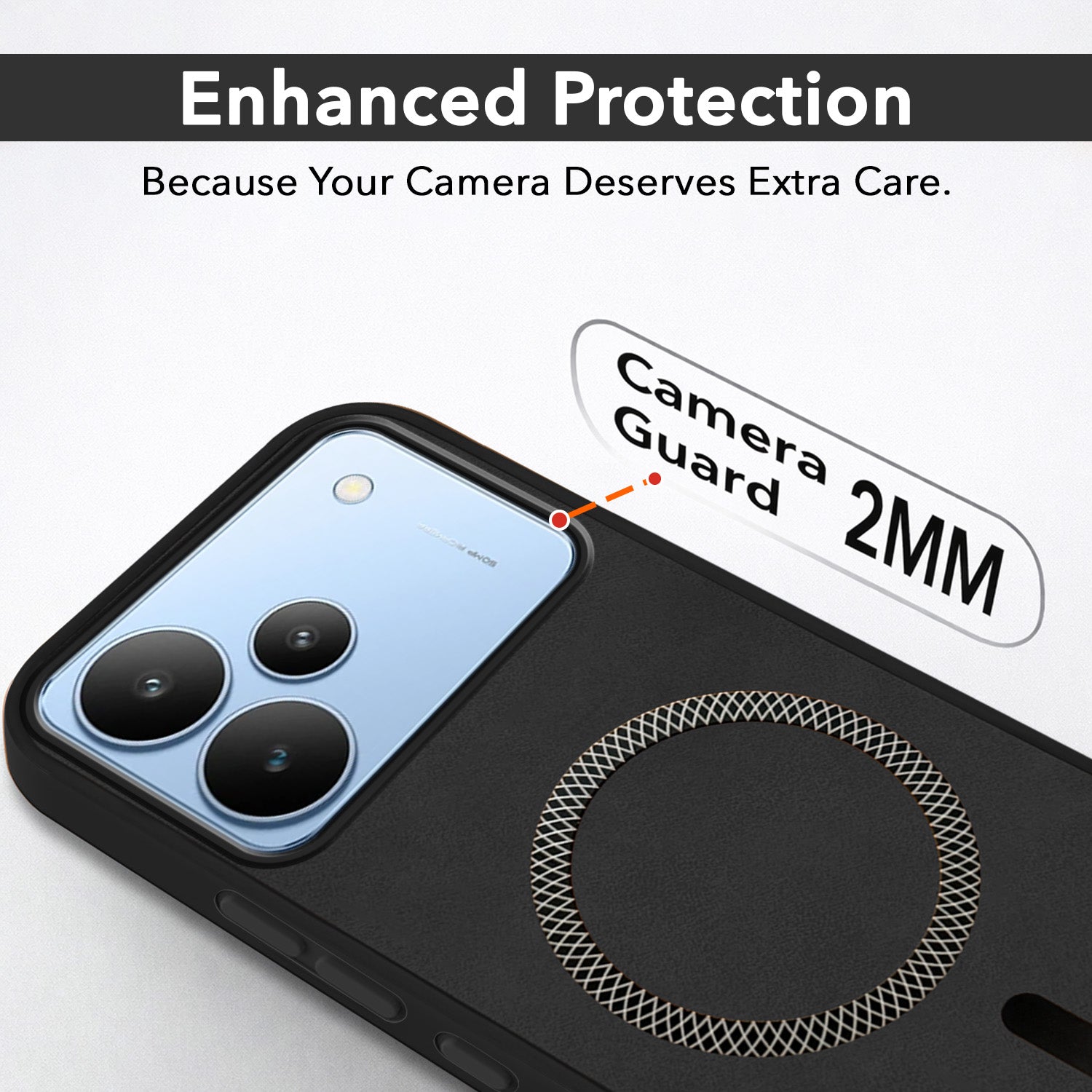 For Realme P4 Back Cover Case Leather Finish (MagSafe Compatible Wireless Charging | Soft Touch | Camera Bump Protection)