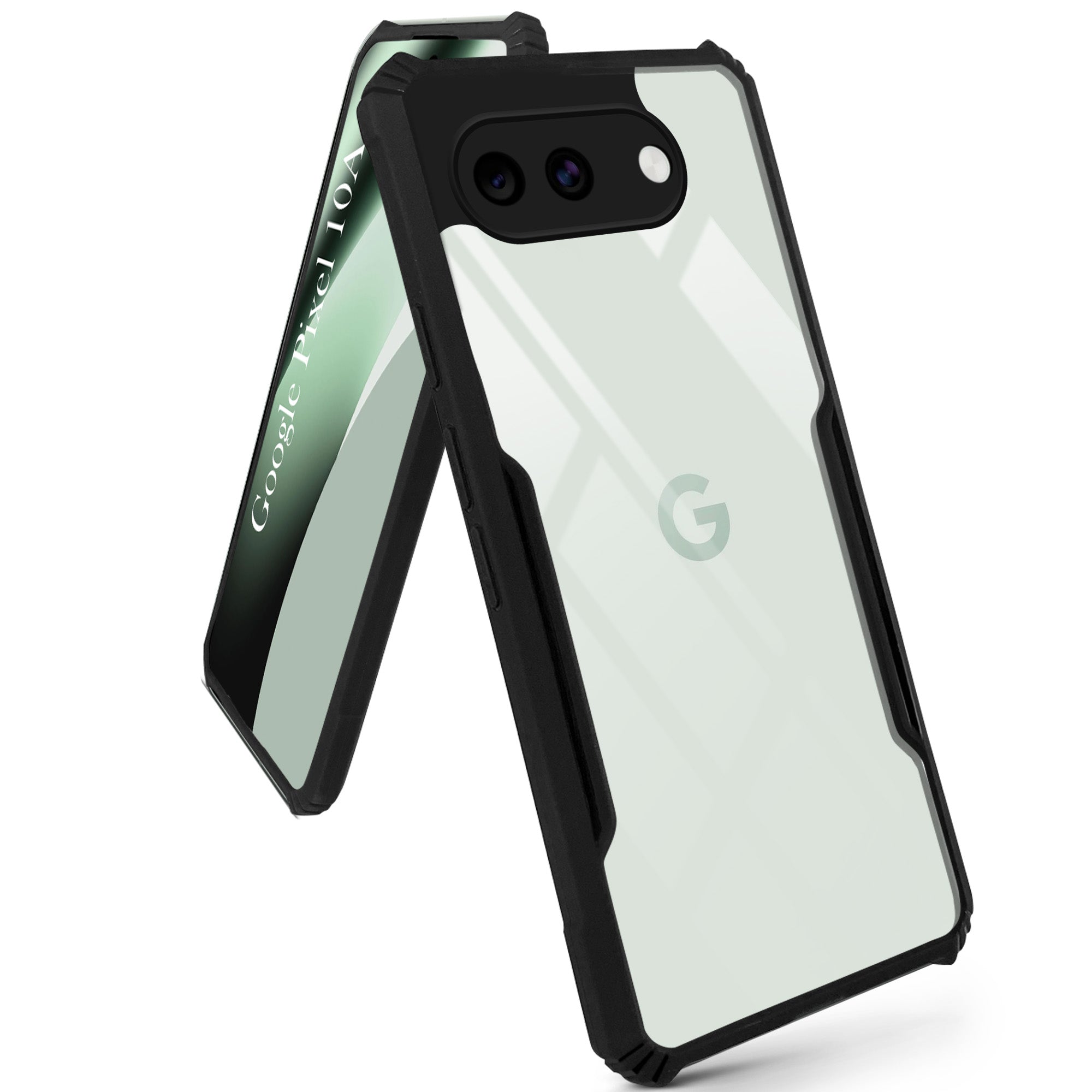 For Google Pixel 10a Back Cover Case Hybrid (Shockproof with Polycarbonate Clear Panel | Professional Black)