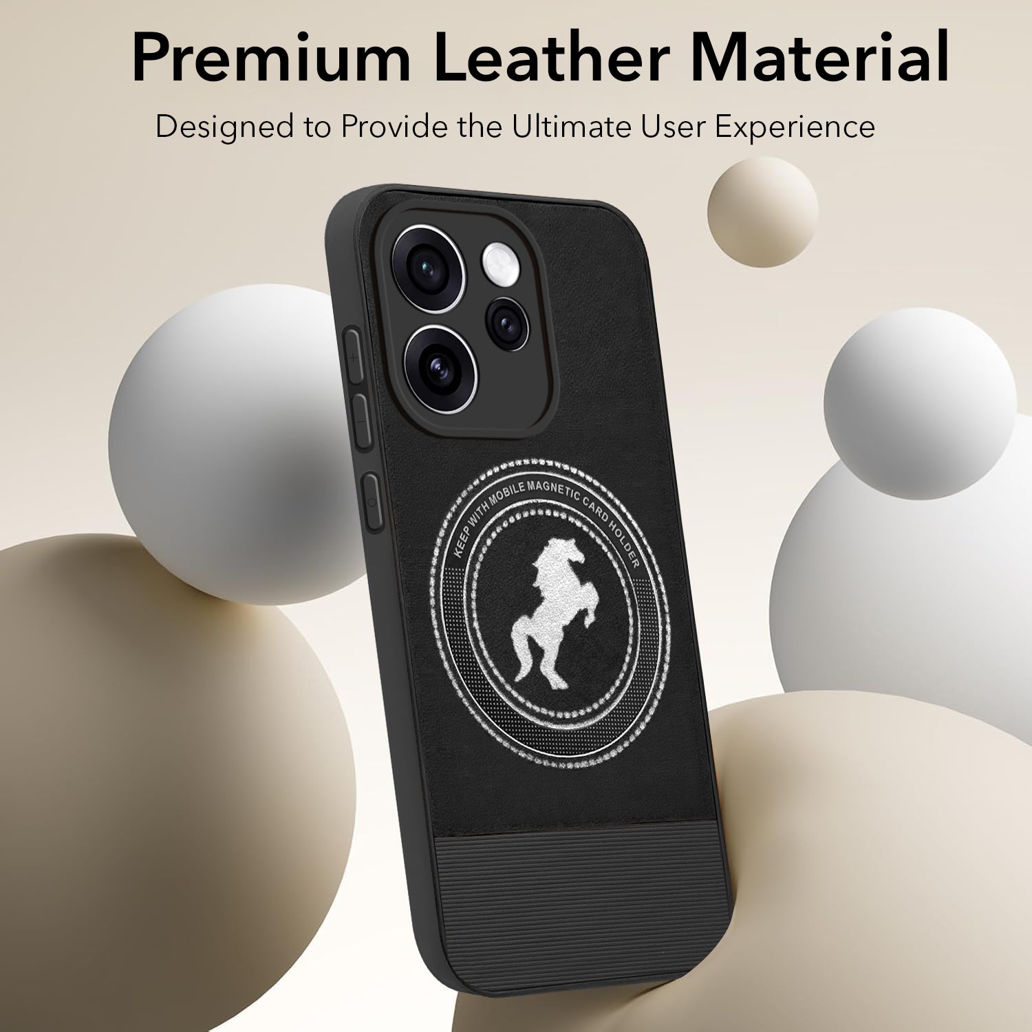 For Oppo Reno15 Pro Mini 5G | Oppo Reno 15 Pro Mini 5G Back Cover Case PU Leather Finish (Professional Minimalist Texture | MagSafe Compatile | Camera Protection | Sleek Sober Formal)