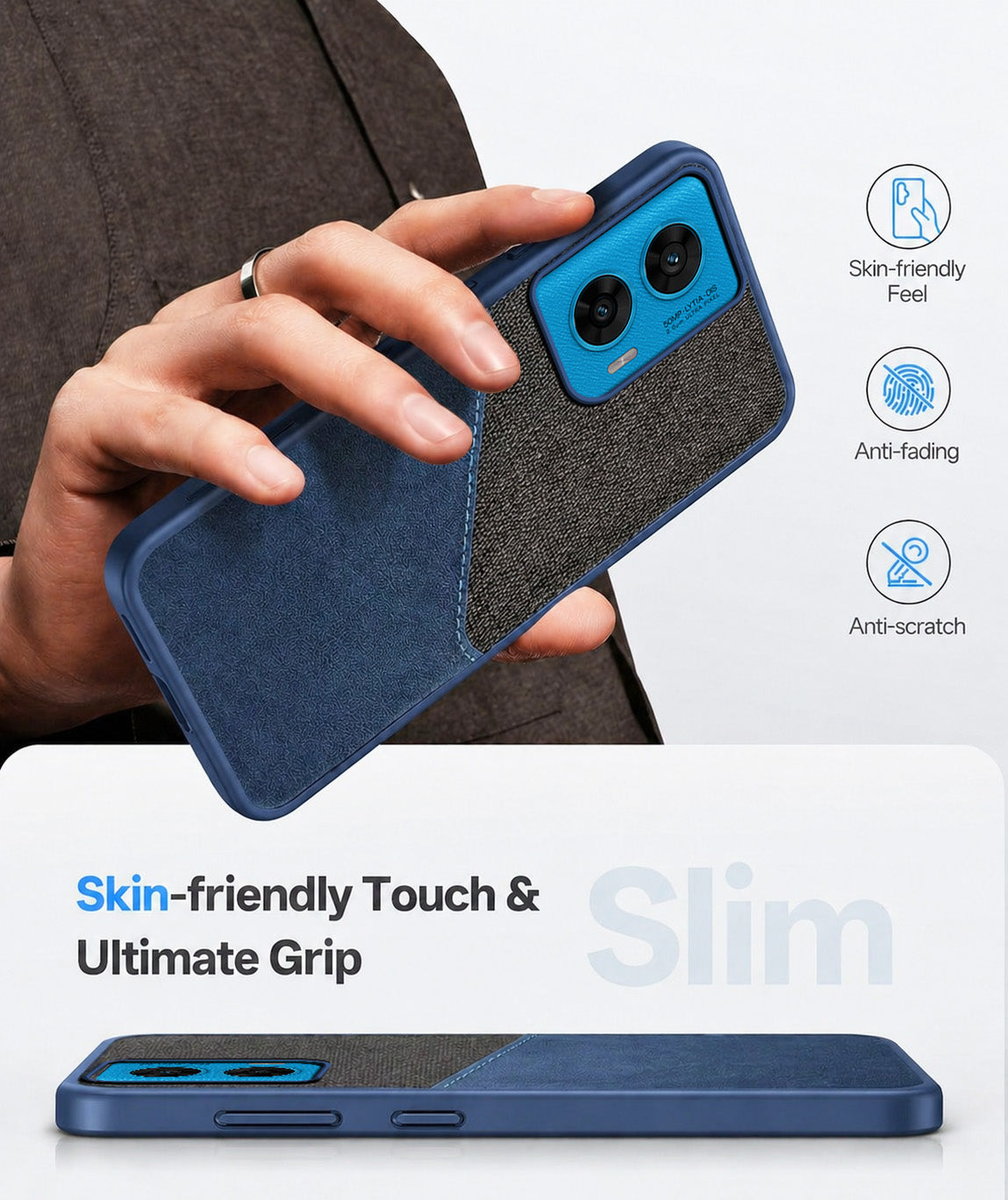 For Motorola Moto G96 Back Cover Case (Dual PU Leather Stitch | Professional Minimalist | Soft and Flexible)