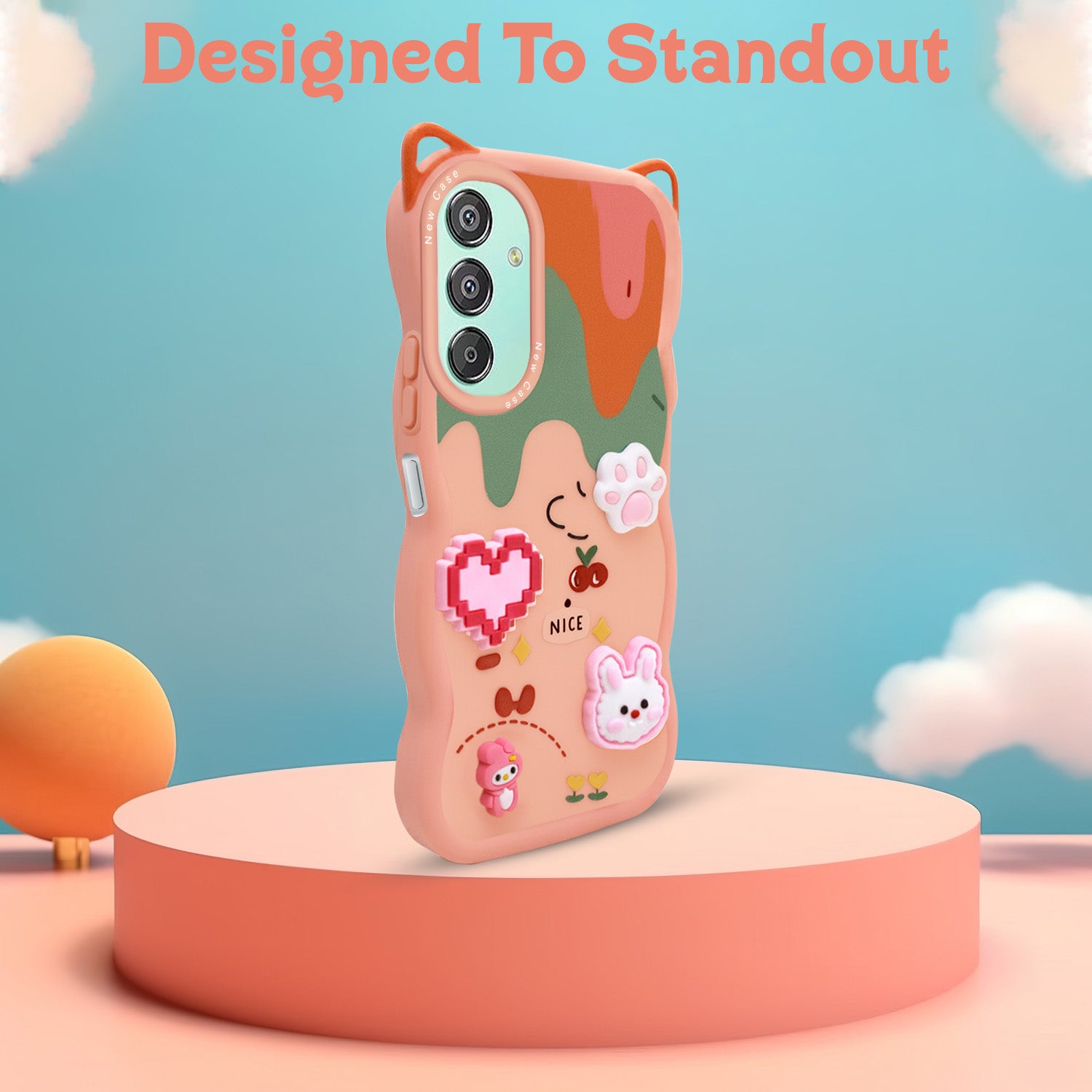 For Samsung Galaxy F15 5G Back Case Cover Strap(3D embossed Figures | Strap Holder | 360* Soft Cushion with Camera Bump)