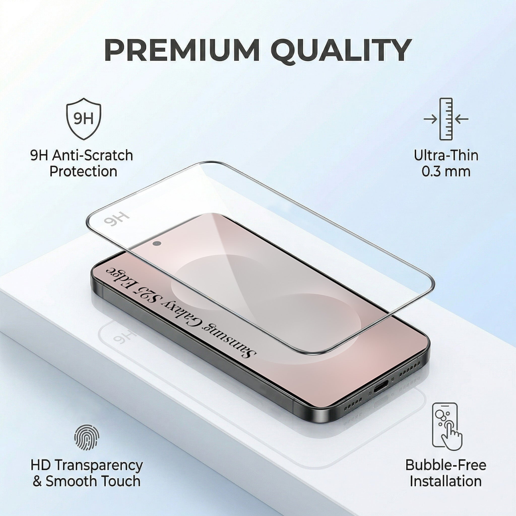 For Samsung Galaxy S25 Edge Combo with Back Cover and 9H Tempered Glass (Lifetime Anti-Yellow | Crystal Clear Shockproof | Oleophobic Coating Screen Glass)