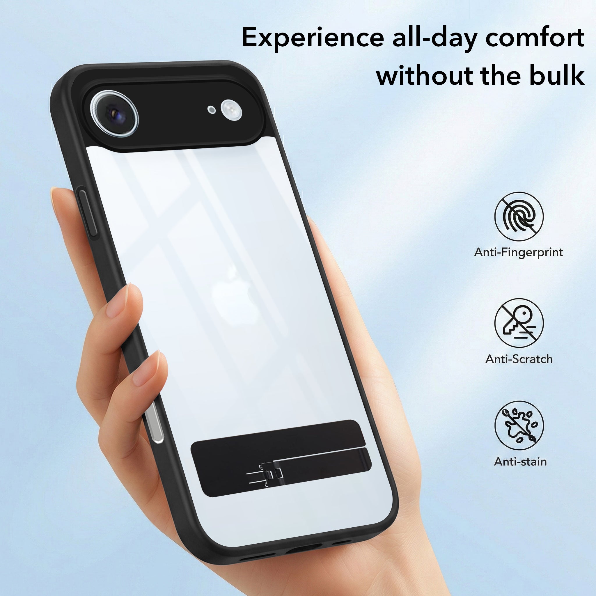 For Apple iPhone 17 Air Back Cover Case (Built-in Stand | Lifetime Anti Yellow | Kickstand Shockproof | Camera Protection | MagSafe Compatible)