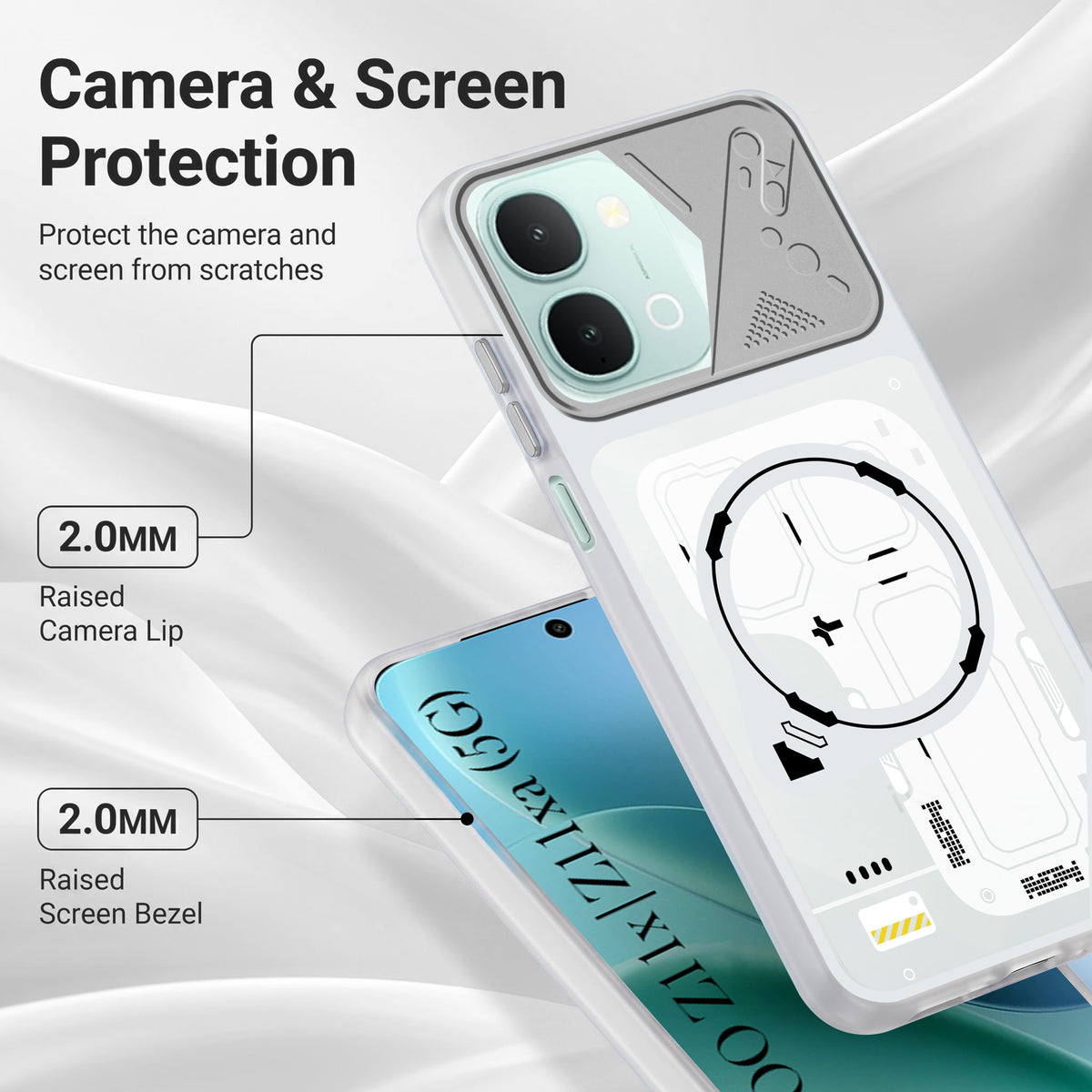For Vivo iQOO Z11x 5G | Vivo iQOO Z11xa Metallic Back Cover Case (Metallic Camera Protection & Buttons | Translucent Milky Shade | Hard Polycarbonate)