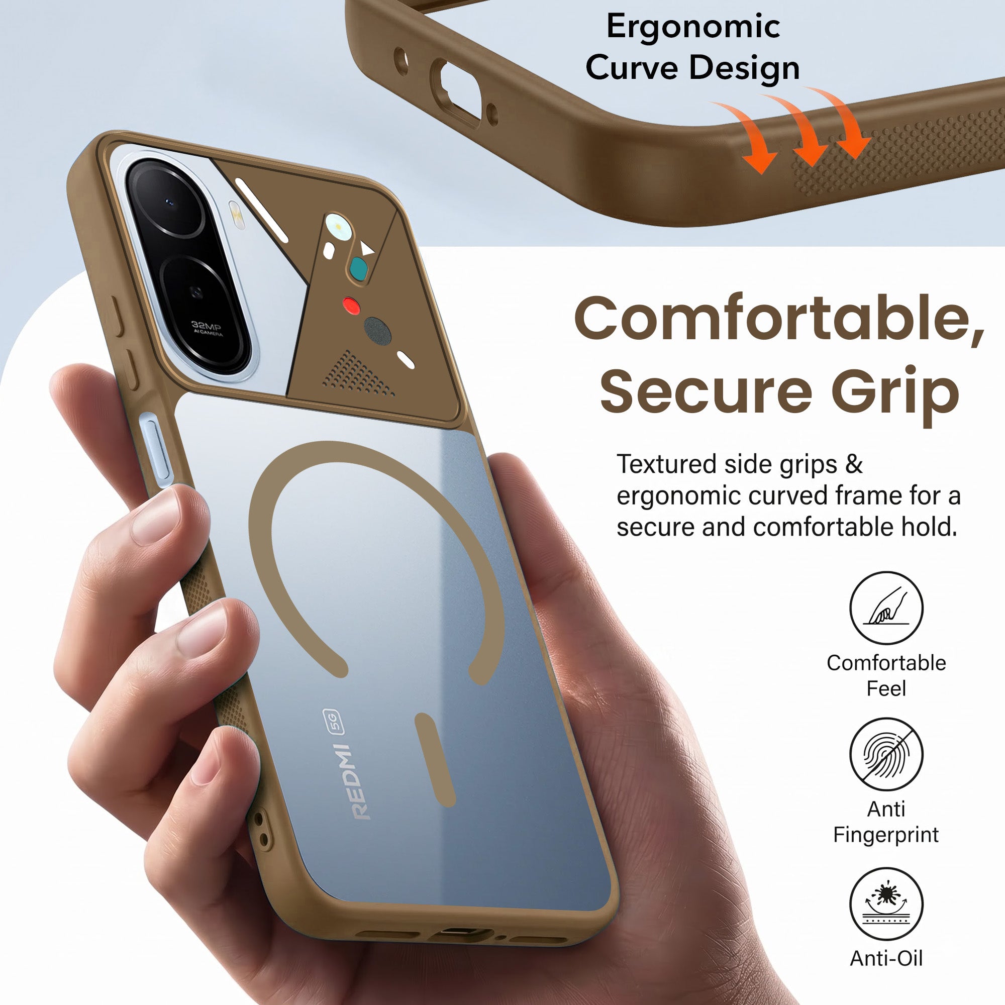 For Redmi A7 Pro 4G|5G Back Cover Case Lifetime Anti-Yellow Clear (Camera Protection | Side Grip | Wireless MagSafe Compatible)