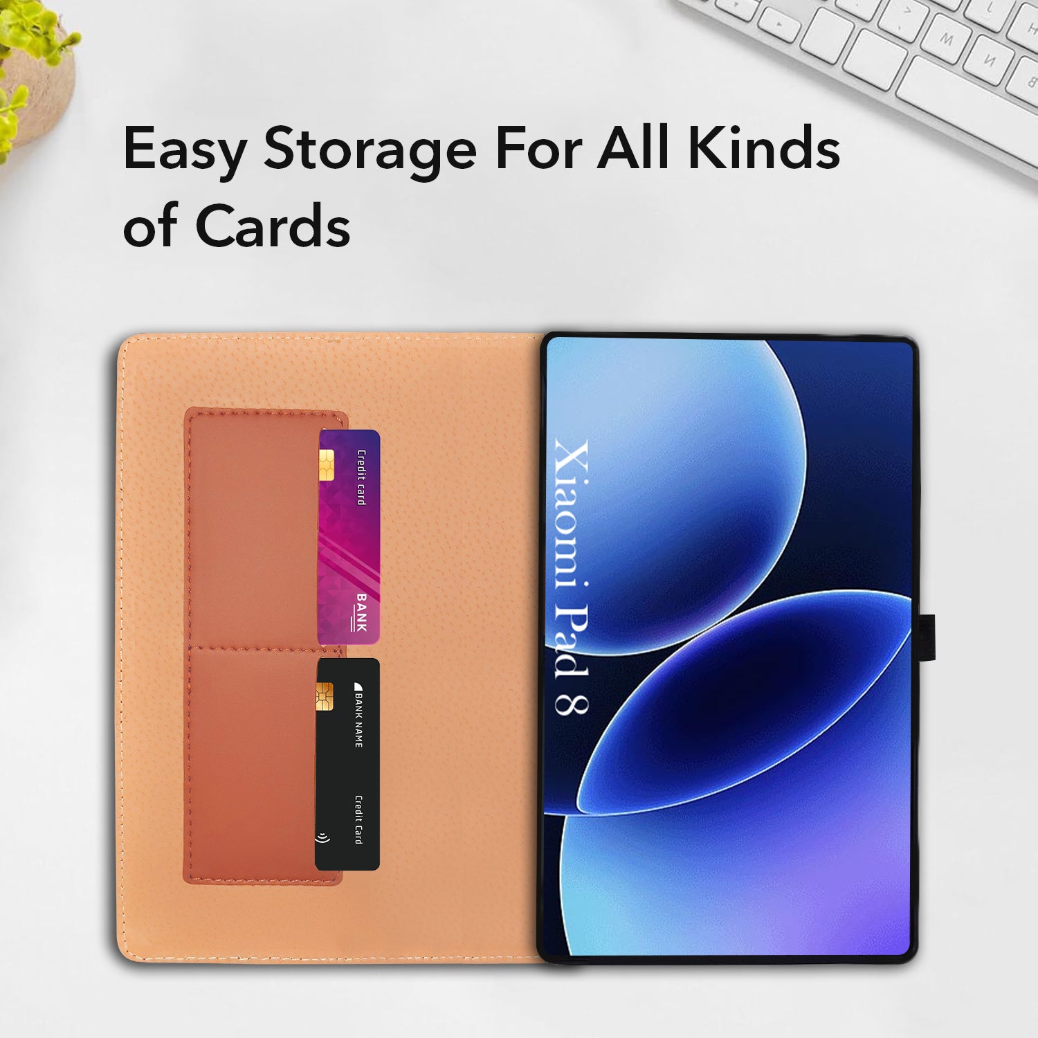 For Xiaomi Pad 8 11.2 Inch Flip Cover Folio Cover (PU Matte Leather | Multi-Angle Smart Stand | Card Storage Slots | Silicone Back Pouch)