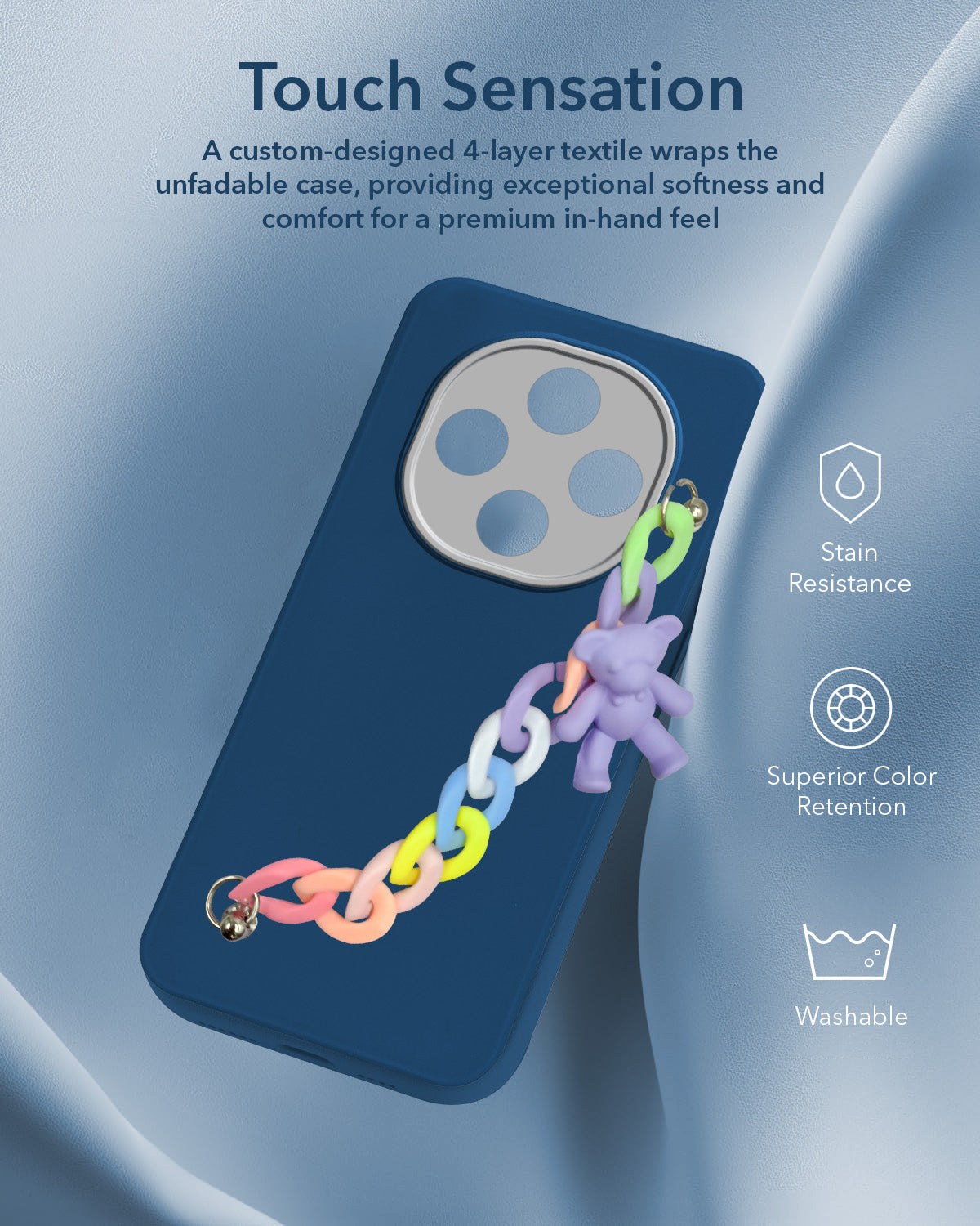 For Oppo F31 Pro Back Cover Case (Matte Finish |Wrist Hanging Chain | Teddy Bracelet Charms | Full Camera Protection)