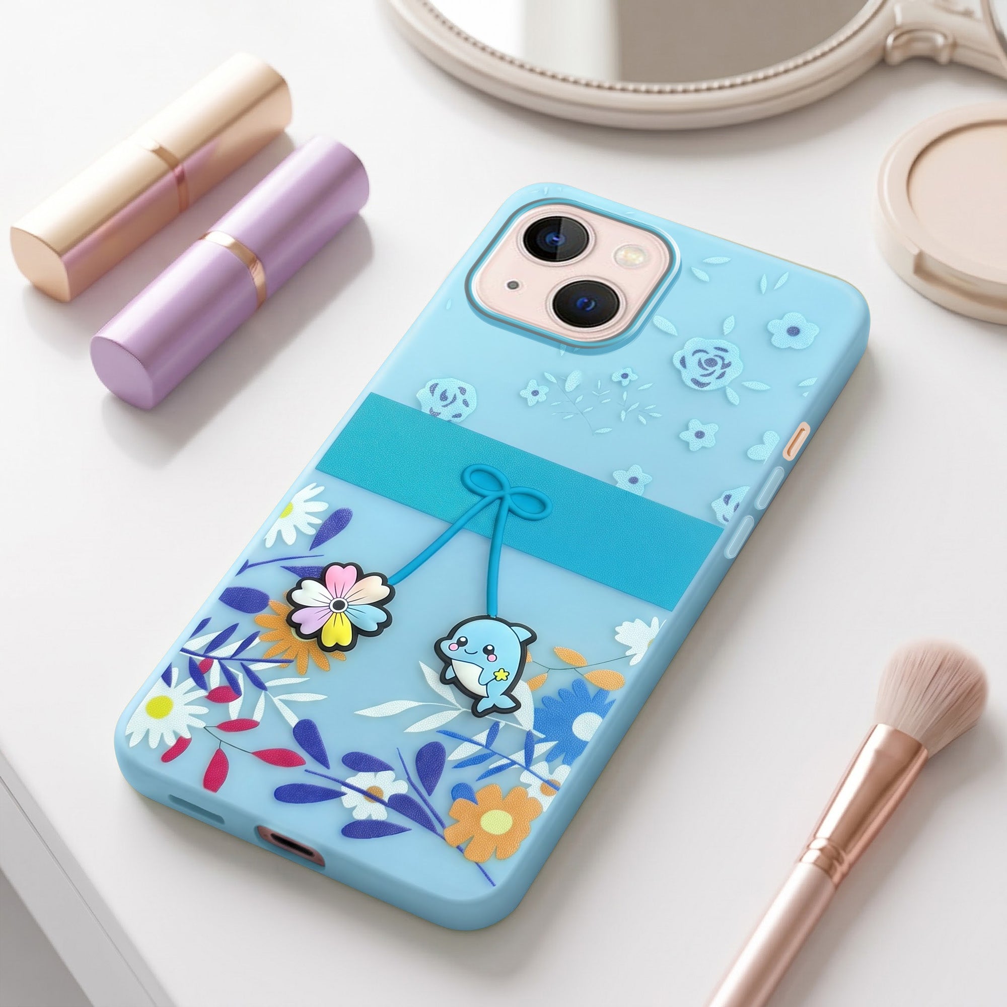 For Apple iPhone 13 Back Cover Case (3D Cute Cartoons | Hard Back Side Soft | Matte Premium Finish | HD Printing)