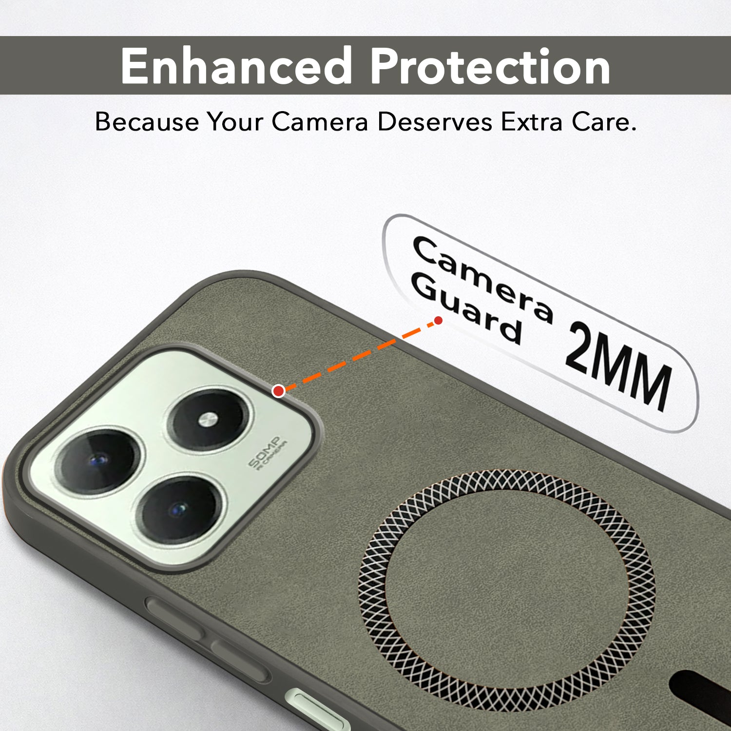 For Realme C63 4G Back Cover Case Leather Finish (MagSafe Compatible Wireless Charging | Soft Touch | Camera Bump Protection)