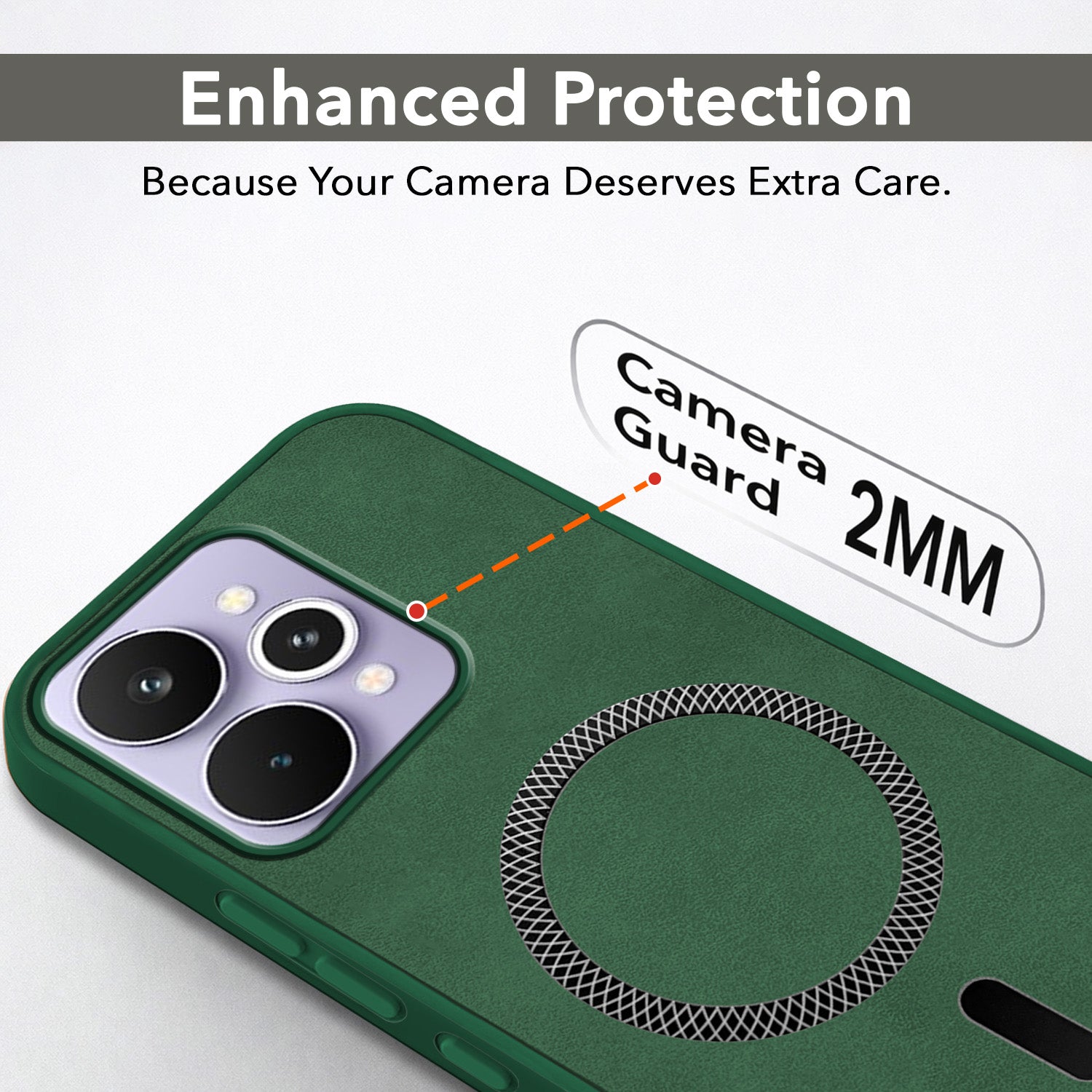 For Realme 15 Pro Back Cover Case Leather Finish (MagSafe Compatible Wireless Charging | Soft Touch | Camera Bump Protection)