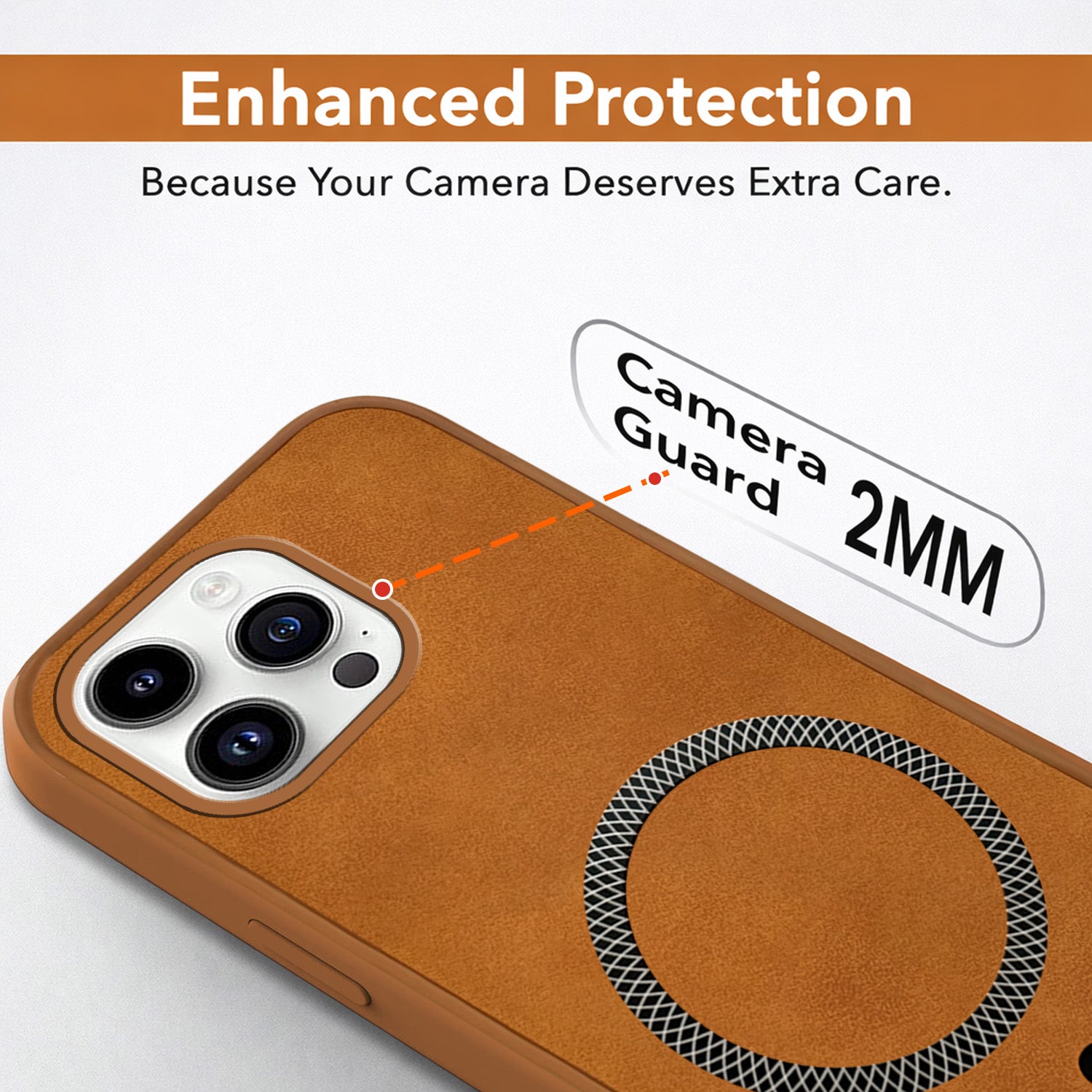 For Apple iPhone 14 Pro Back Cover Case Leather Finish (MagSafe Compatible Wireless Charging | Soft Touch | Camera Bump Protection)