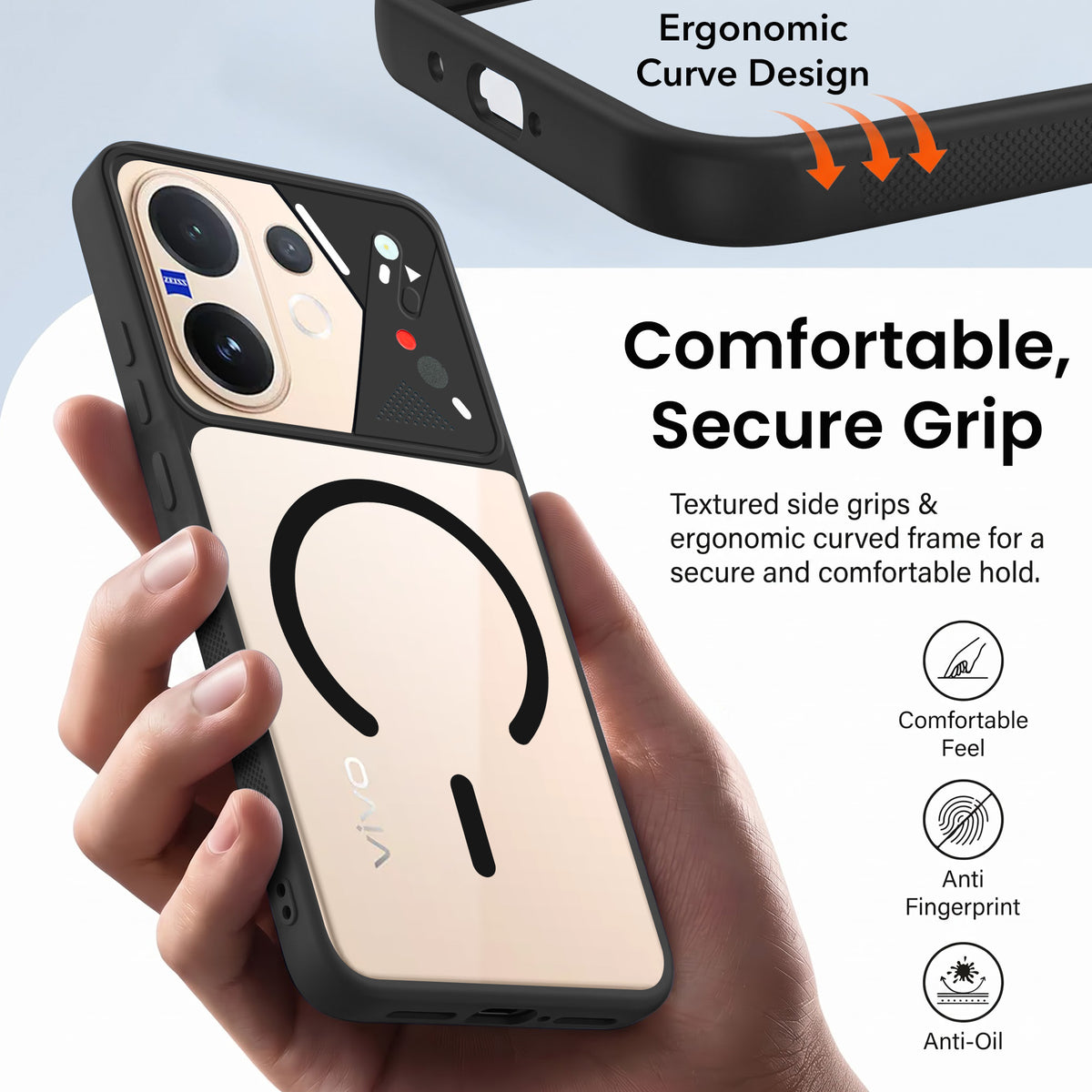 For Vivo V60 | Vivo T4 Pro Back Cover Case Lifetime Anti-Yellow Clear (Camera Protection | Side Grip | Wireless MagSafe Compatible)