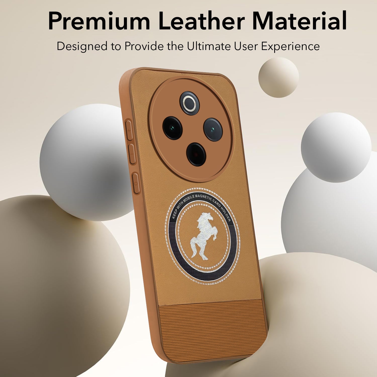 For Vivo iQOO Z10x Back Cover Case PU Leather Finish (Professional Minimalist Texture | MagSafe Compatile | Camera Protection | Sleek Sober Formal)