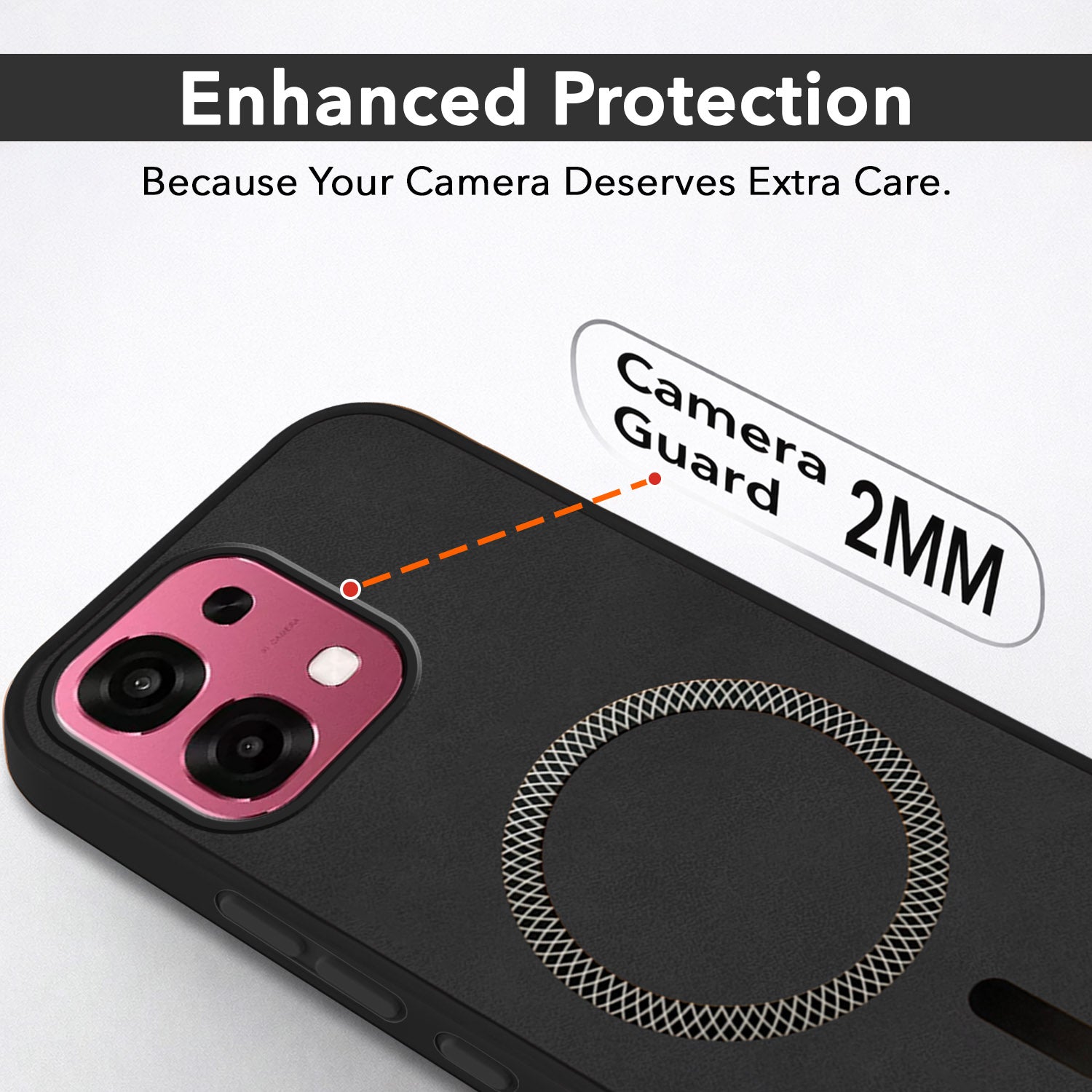 For Oppo F31 5G | Oppo F33 5G Back Cover Case Leather Finish (MagSafe Compatible Wireless Charging | Soft Touch | Camera Bump Protection)