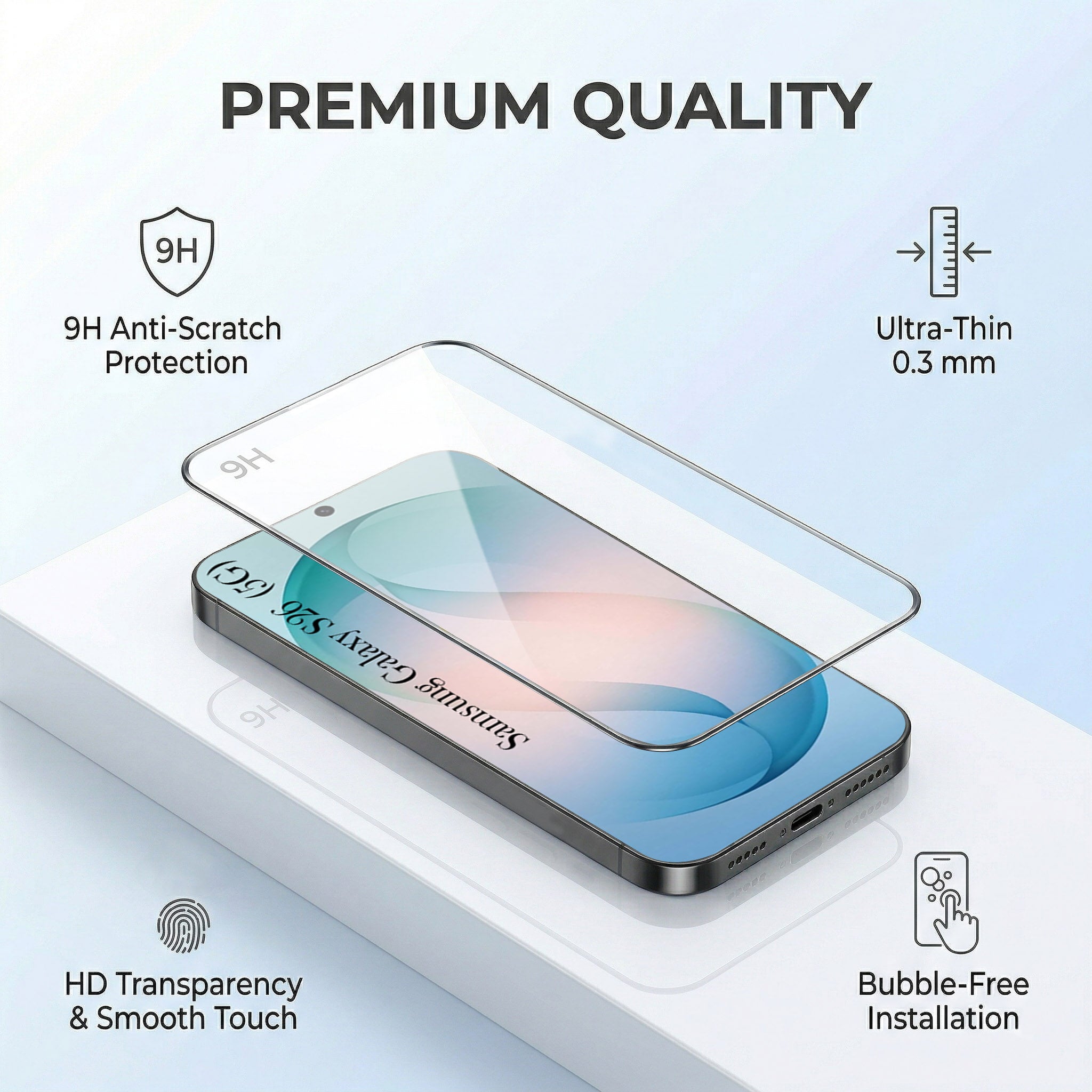 For Samsung Galaxy S26 5G Combo with Back Cover and 9H Tempered Glass (Lifetime Anti-Yellow | Crystal Clear Shockproof | Oleophobic Coating Screen Glass)